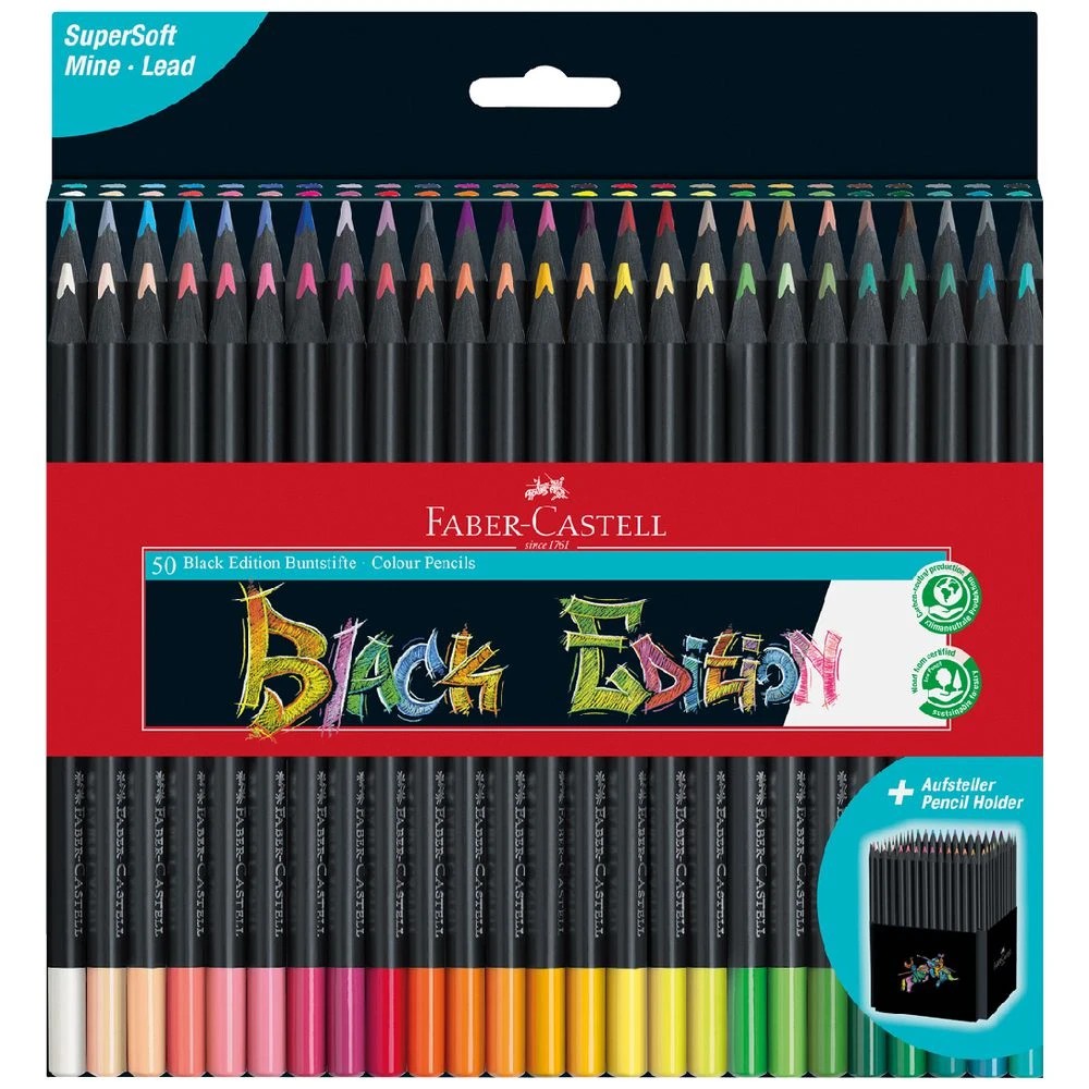 1 Castell Black Edition Coloured Pencils 50 Pack, 1 of 3