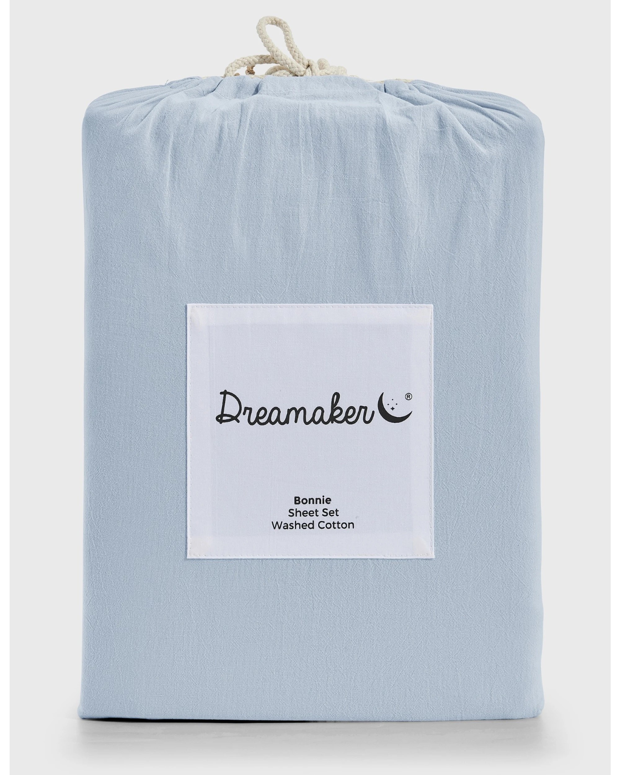 7 Dreamaker Bonnie Washed Cotton Sheet Set - King Single Bed - Sky, 7 of 9