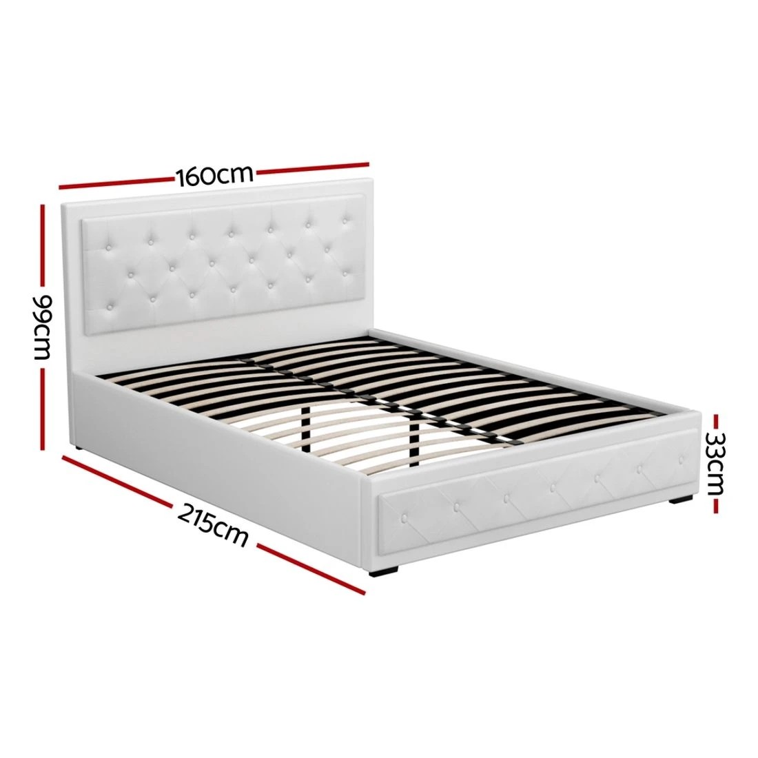 2 Artiss Bed Frame Queen Size Gas Lift  TIYO - White, 2 of 6