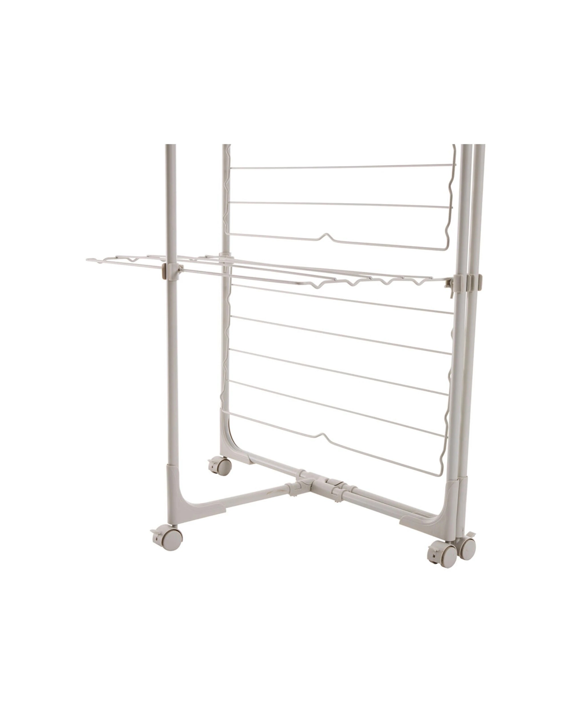 3 Hills 13M 2 Tier Double Decker Mobile Tower Clothes Airer W 44 Hook Slots
 - white, 3 of 8