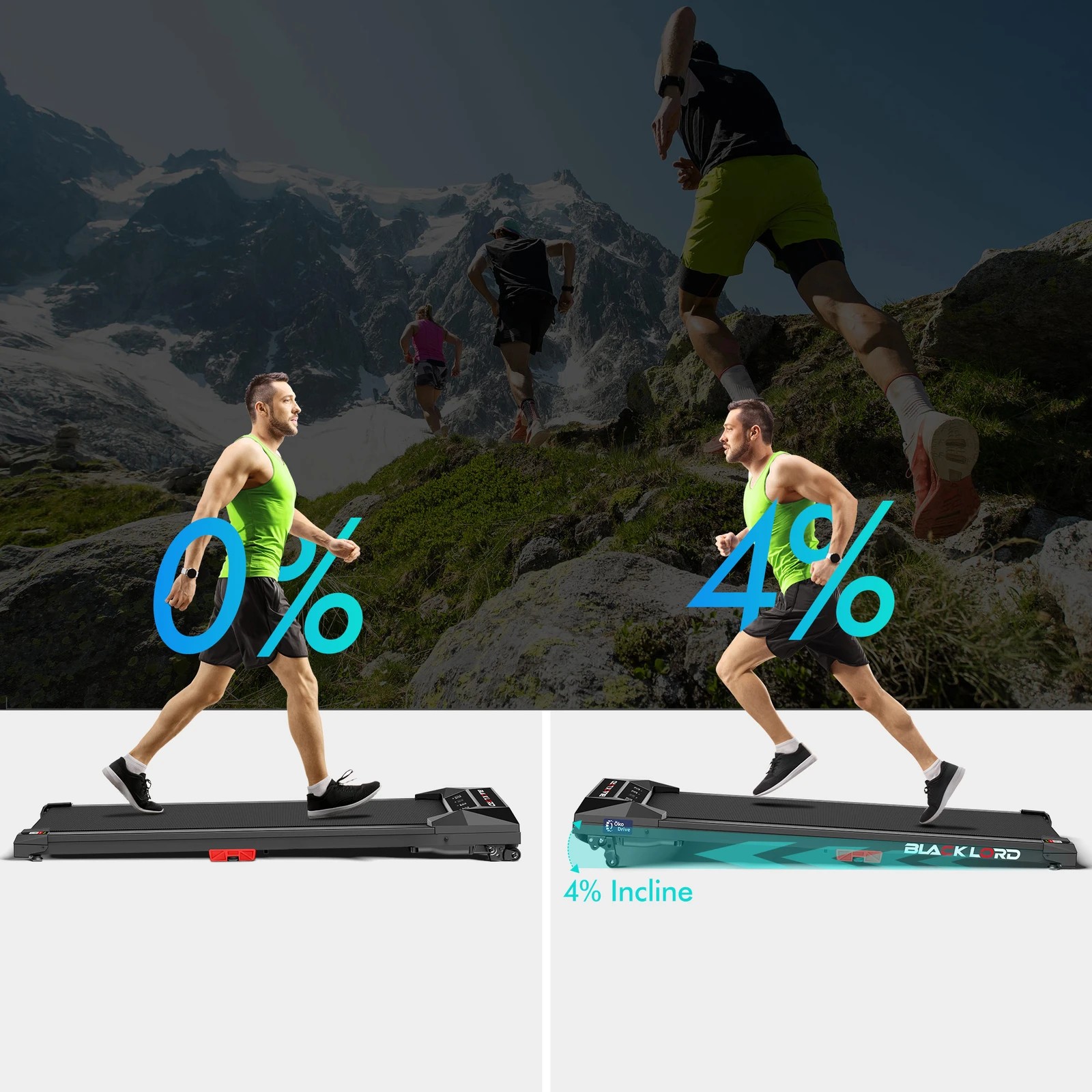 10 Black Lord Treadmill Electric Walking Pad Under Desk Home Fitness Incline - Black, 10 of 10