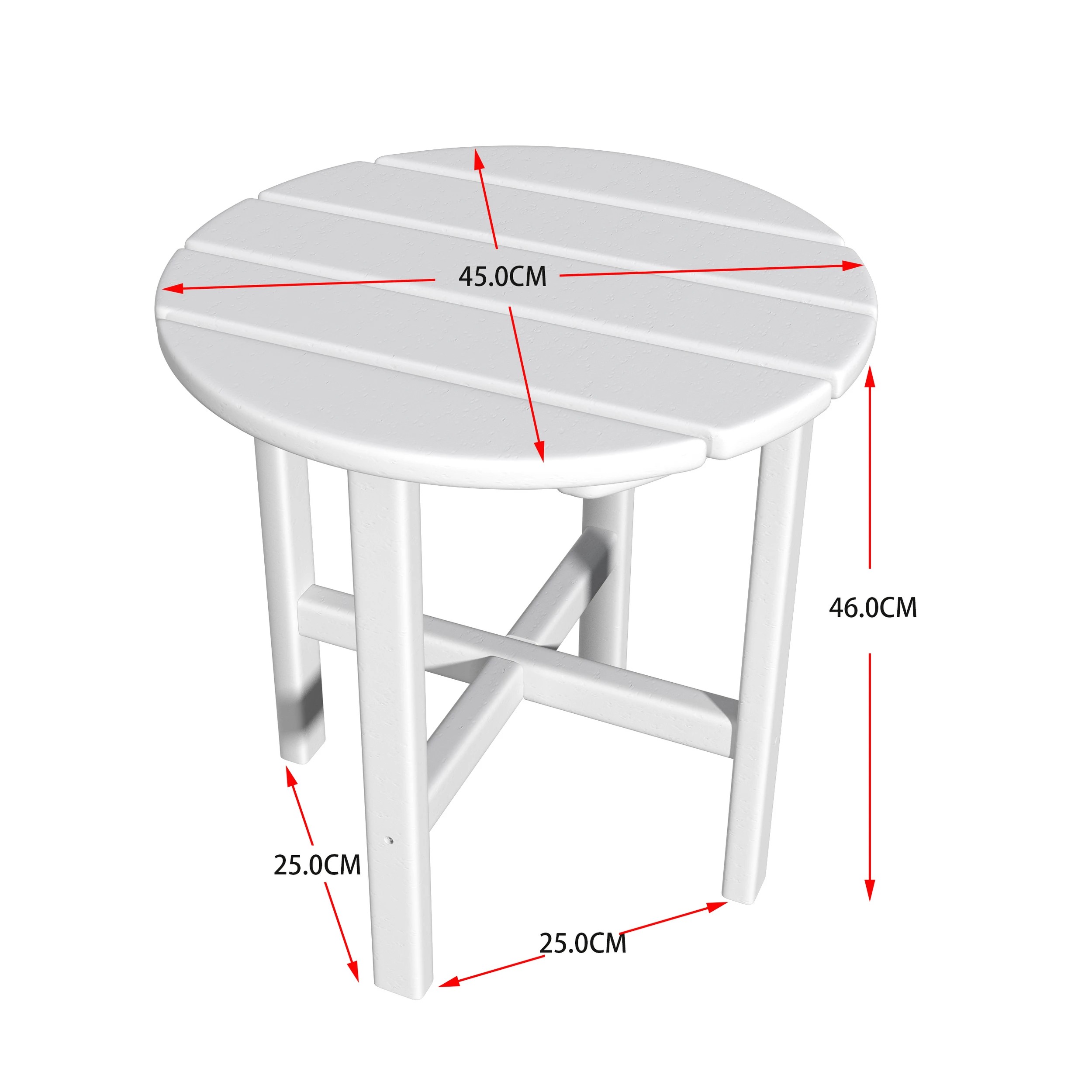 7 EHOMMATE Outdoor HDPE Roundtop Side Table - White - White, 7 of 8