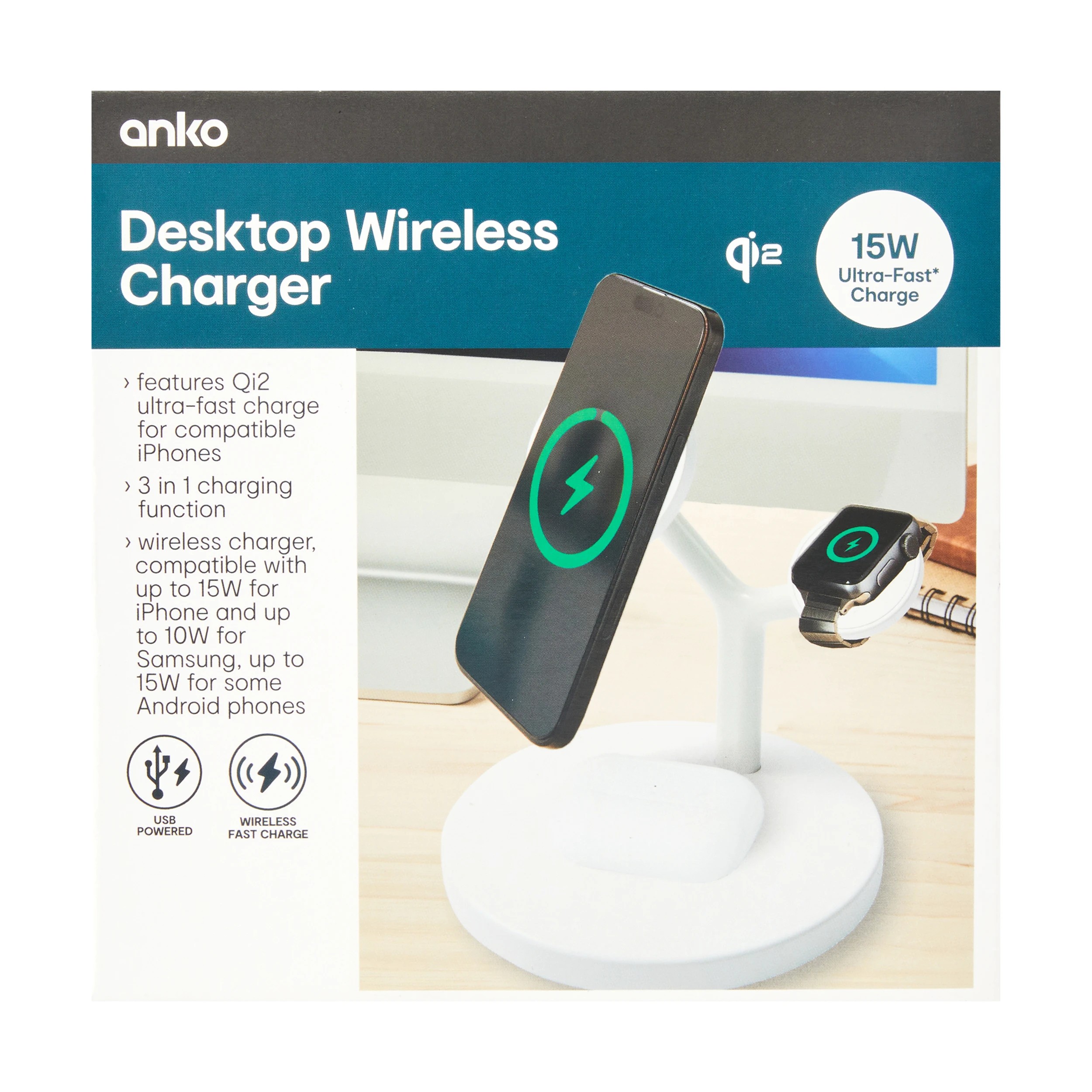 10 Qi2 3-in-1 Desktop Wireless Charger - White, 10 of 10
