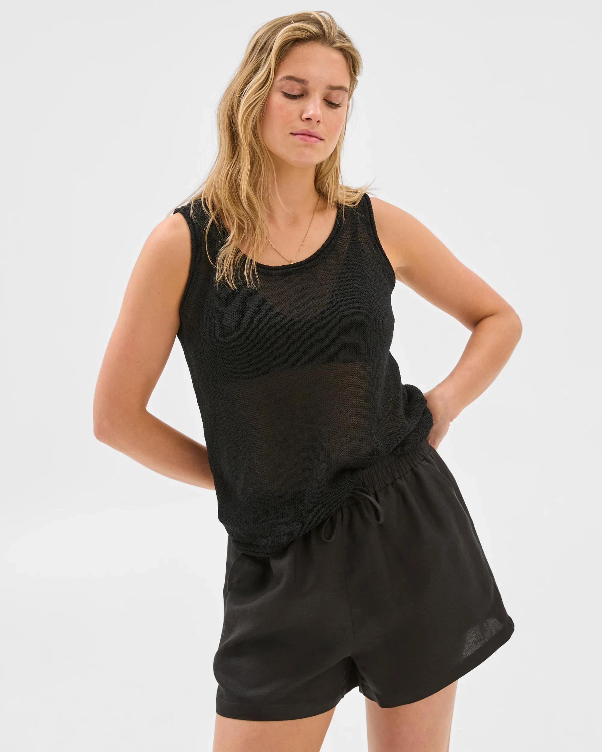 1 Slouchy Knit Tank Top - Lily Loves BLACK, 1 of 5