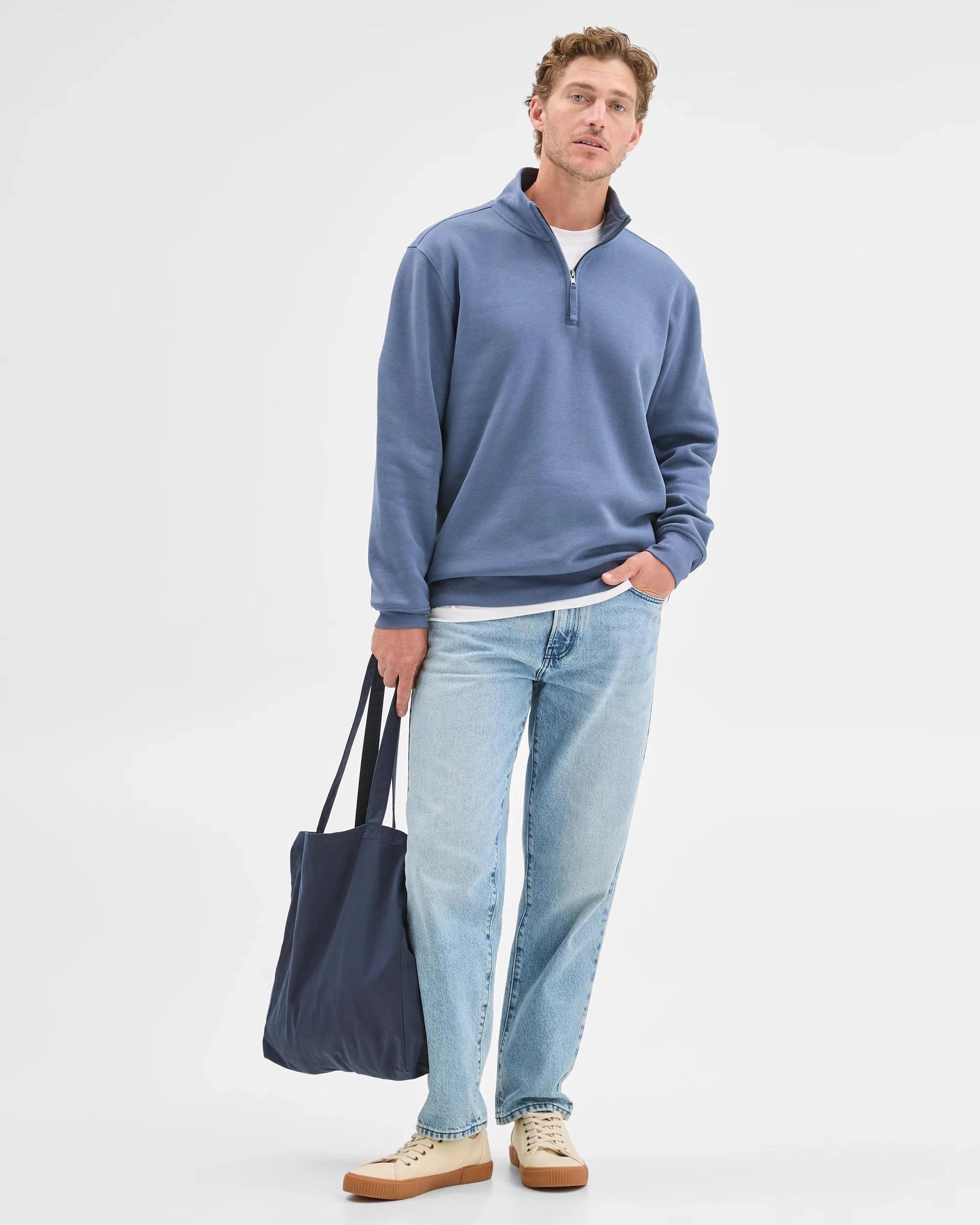 1 Target Man Australian Cotton Blend Fleece Half Zip Top VINTAGE INDIGO, 1 of 8