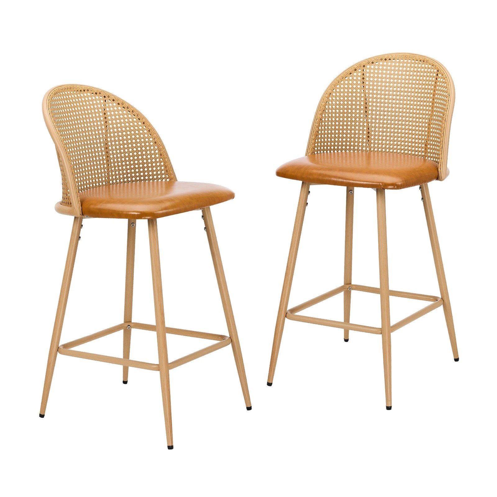 1 Oikiture Bar Stools Kitchen Counter Stool Rattan Dining Chair Pu Brown X2
 - Brown, 1 of 10