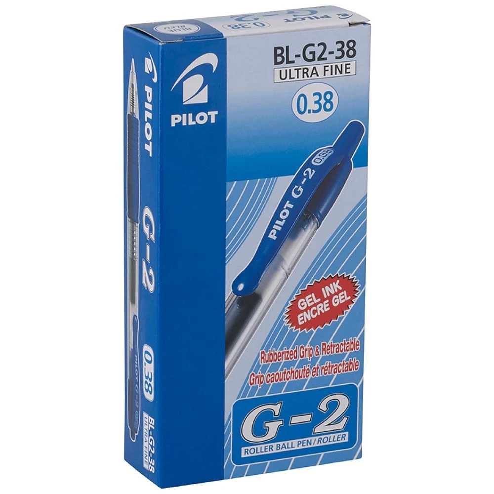 1 PILOT G2 Retractable Gel Pen 0.38mm Blue 12 Pack, 1 of 2