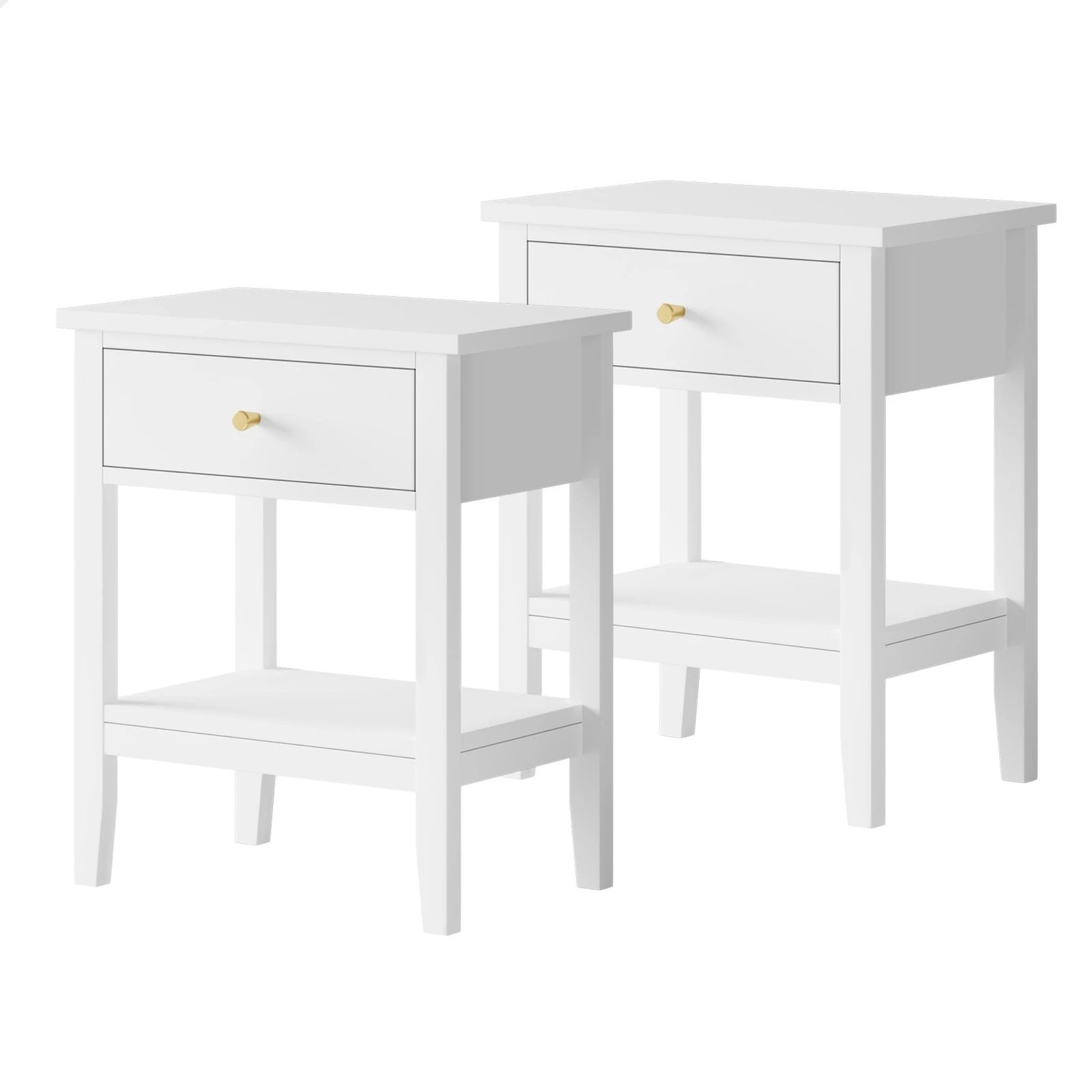 1 Alfordson Bedside Table Hamptons Nightstand Storage Side End 1 Drawer - White, 1 of 10