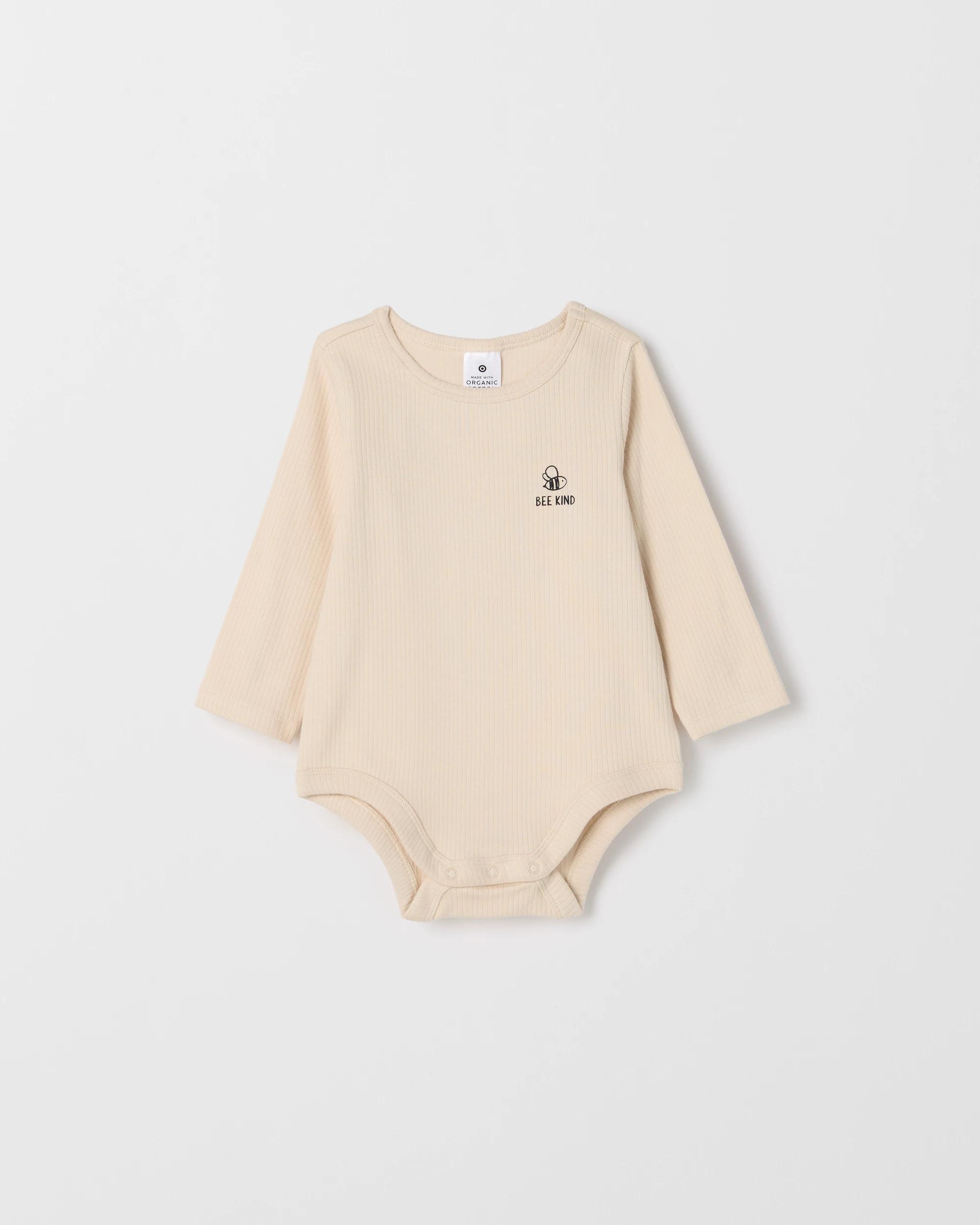 4 Target Baby Organic Cotton 3 Pack Ribbed Printed Bodysuits SLOGAN PASTEL, 4 of 5