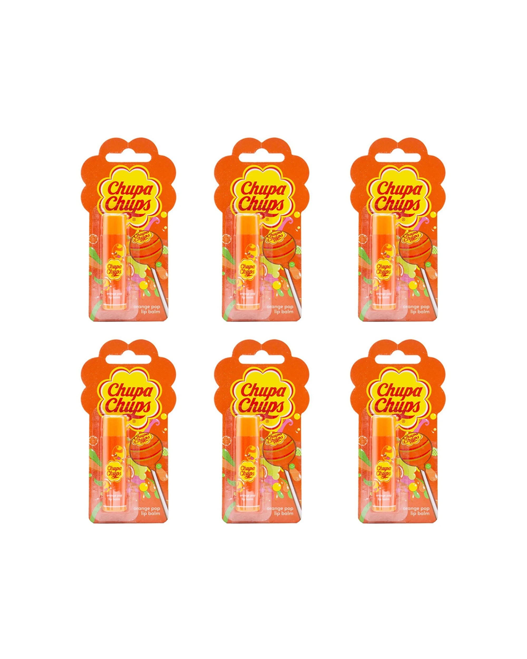1 Chupa Chups 6PK Moisturising Lip Balm Stick Pop Scent - Orange, 1 of 3