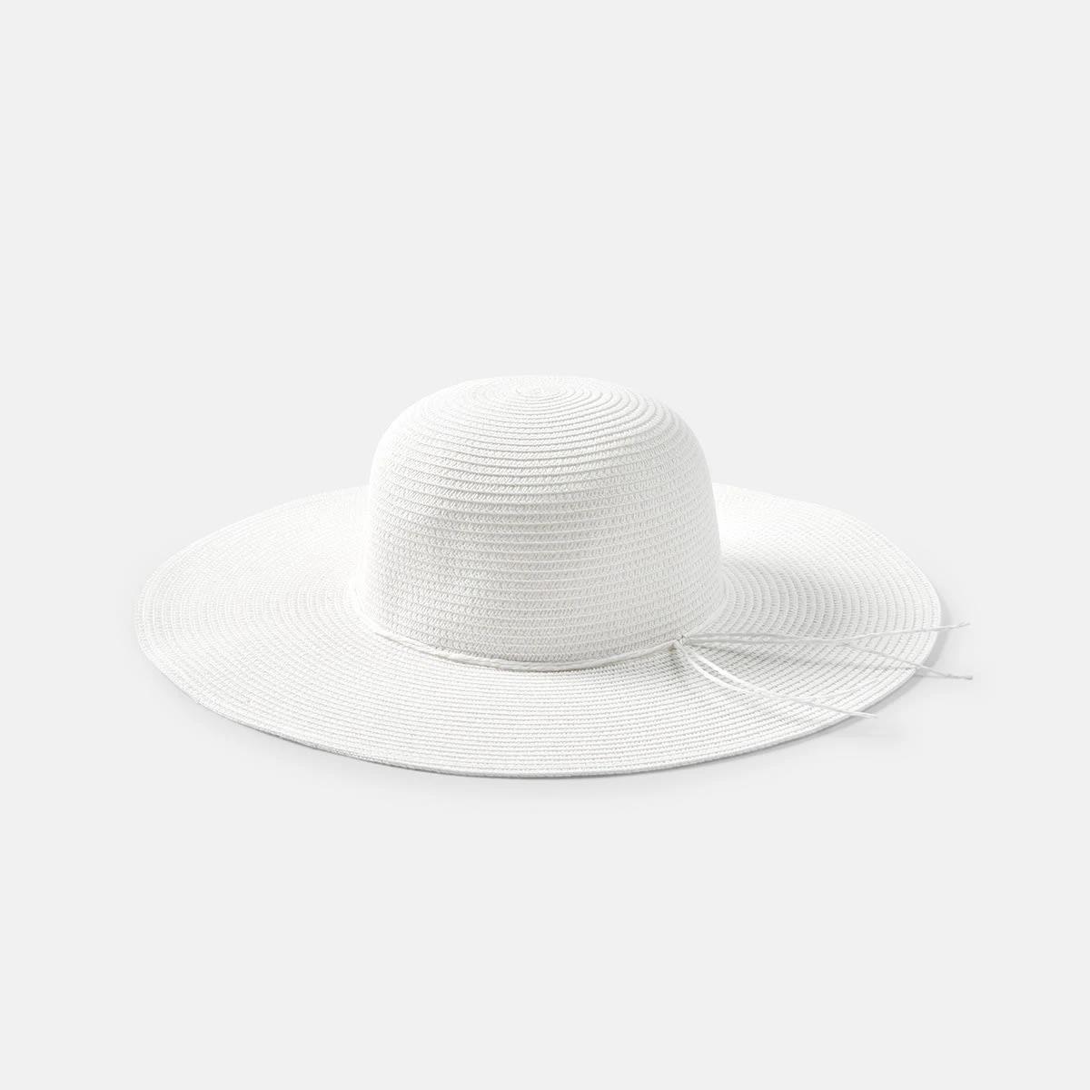 2 Ribbon Trim Wide Brim Hat White, 2 of 4