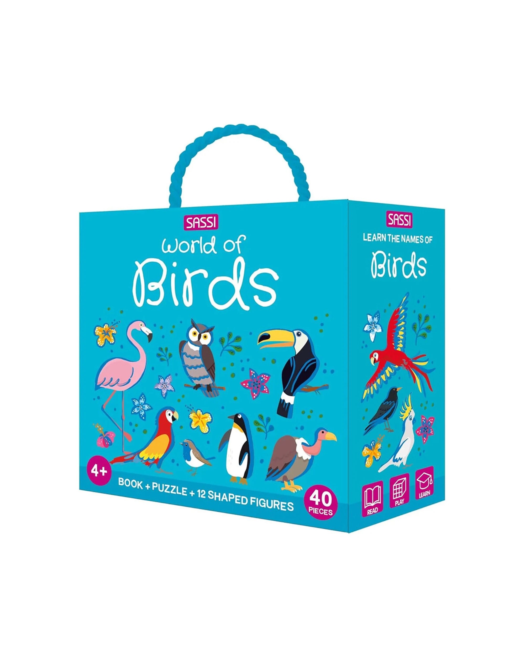 1 Sassi 40pc 3D Puzzle & Story Book Kids Activity Set World Of Birds - Blue, 1 of 3