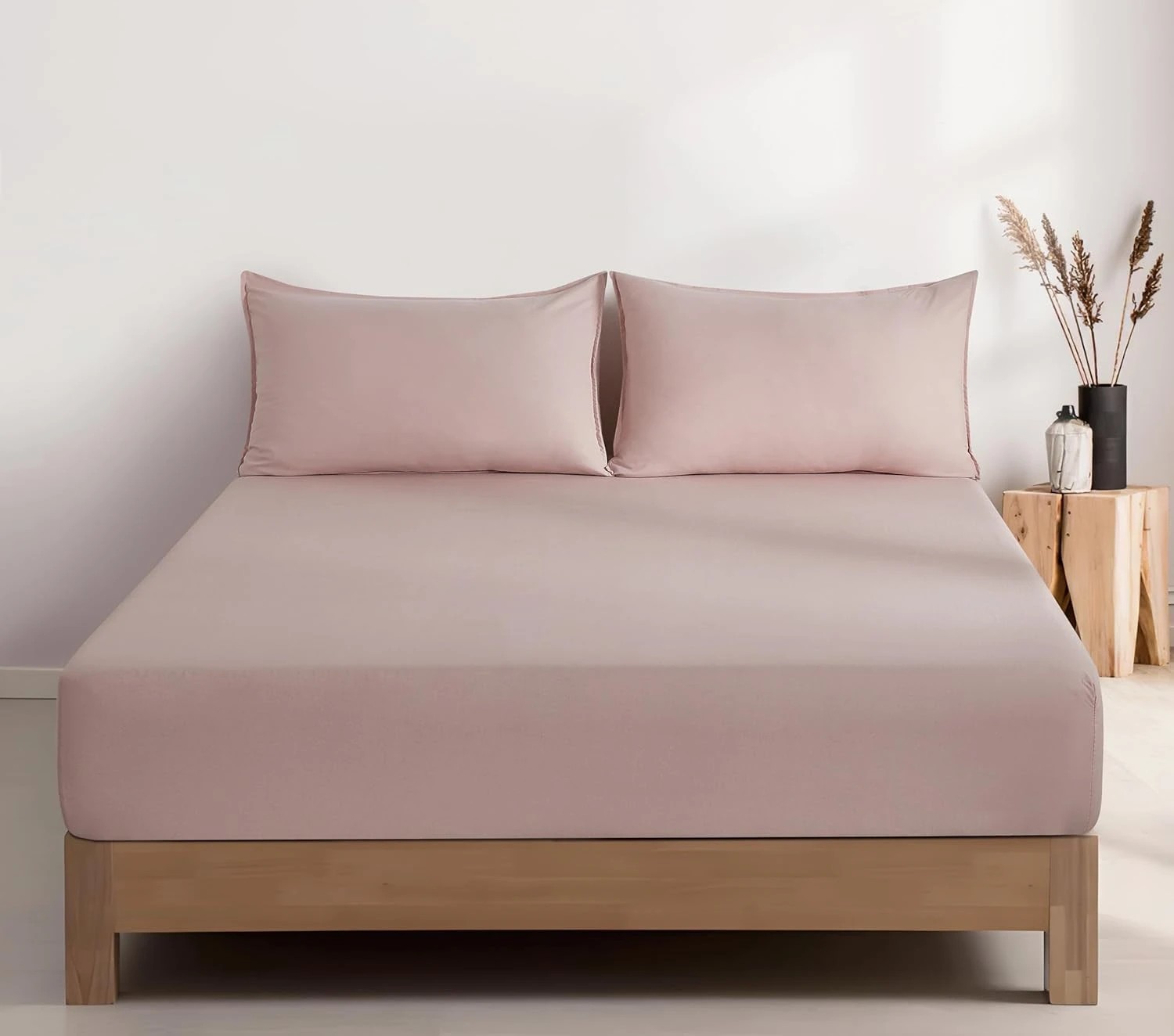 1 CleverPolly 100% Vintage Washed Microfibre Fitted Sheet Set - King Bed - Pink, 1 of 5