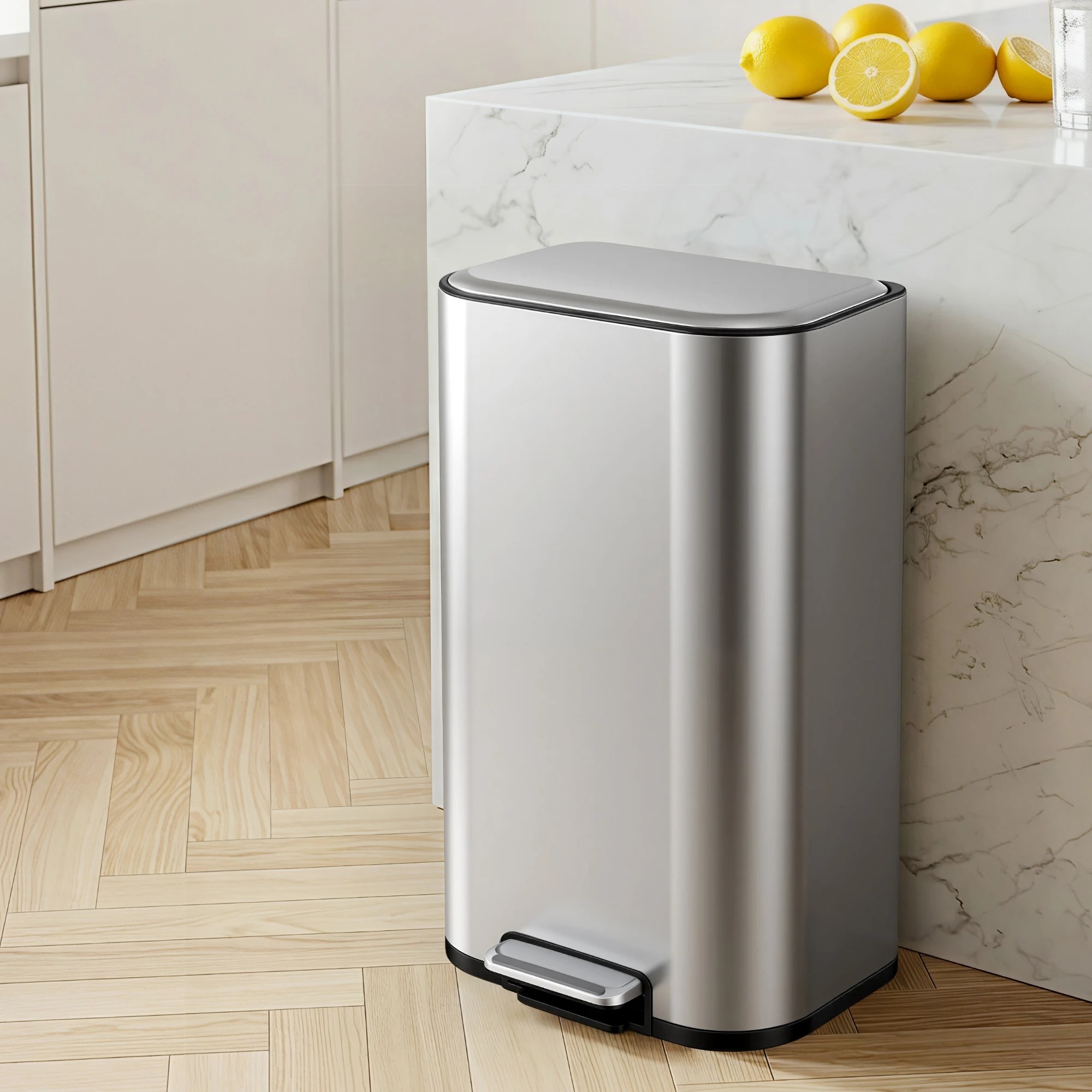 9 Cefito 40L Kitchen Trash Can Pedal Bin Rubbish Bin Steel Soft-Close Lid - Grey, 9 of 9