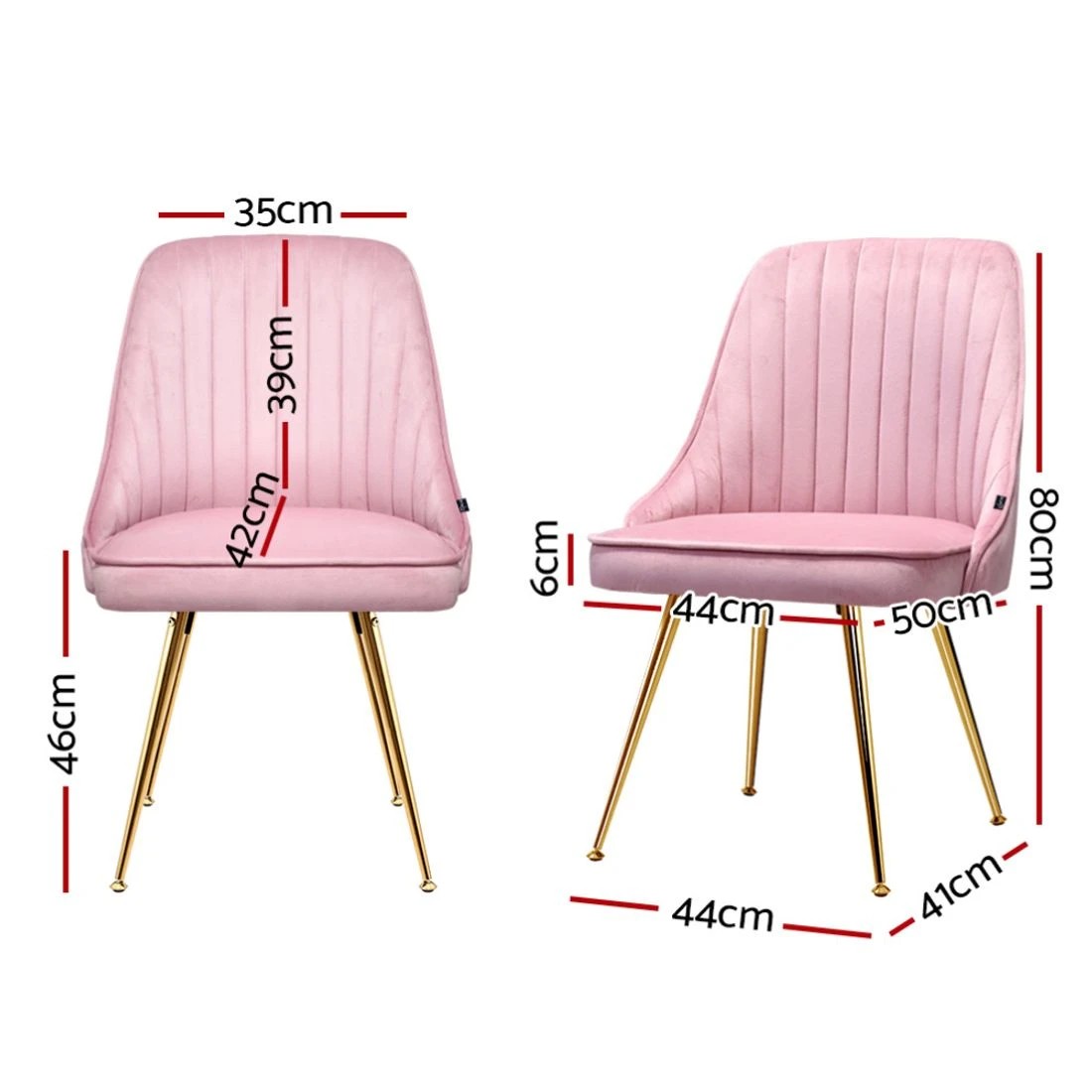 1 Artiss Dining Chairs Set of 2 Velvet Channel Tufted - Pink, 1 of 4