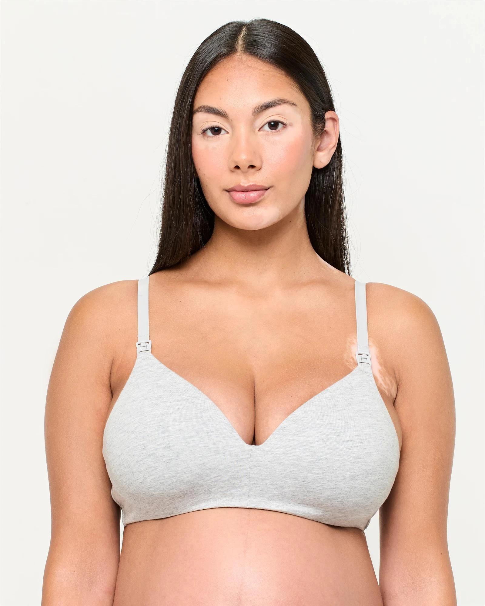 2 Target Maternity Organic Cotton 2 Pack Wirefree T-Shirt Bras SOFT ROSE/GREY MARLE, 2 of 5
