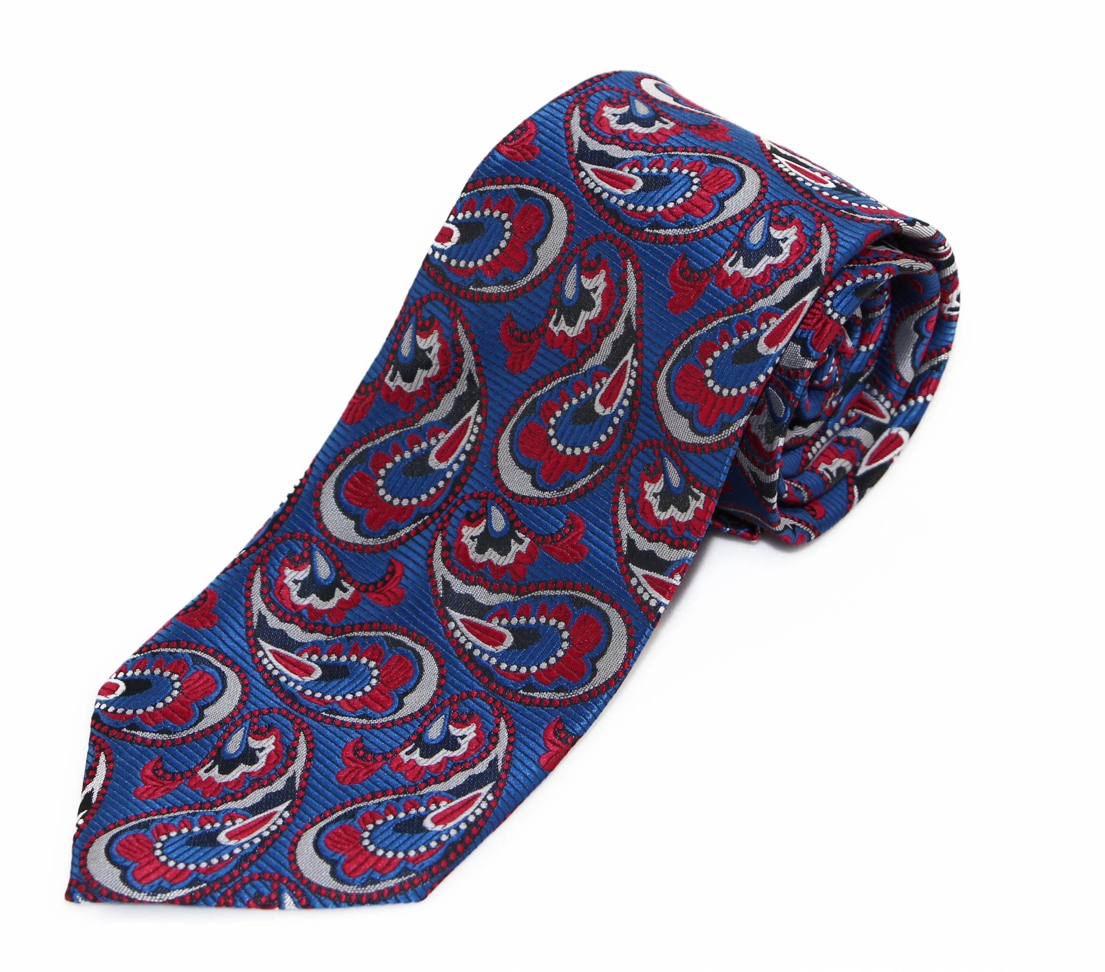 3 Zasel Mens Blue & Red Boho Paisley Patterned 8cm Neck Tie - Multi, 3 of 3