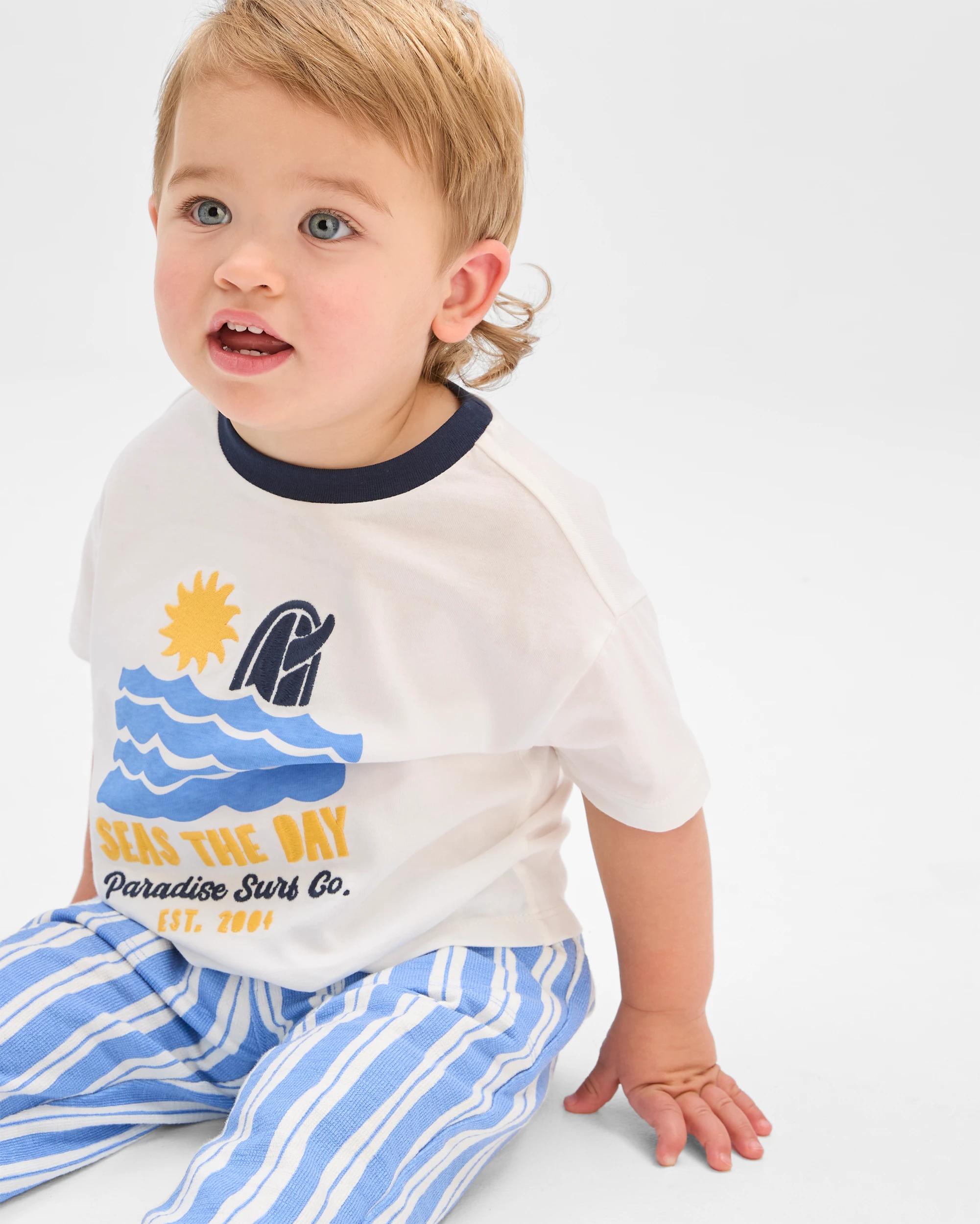 3 Target Baby Organic Cotton T-Shirt & Trackpants 2 Piece Set SEAS THE DAY CLOUD DANCER, 3 of 6