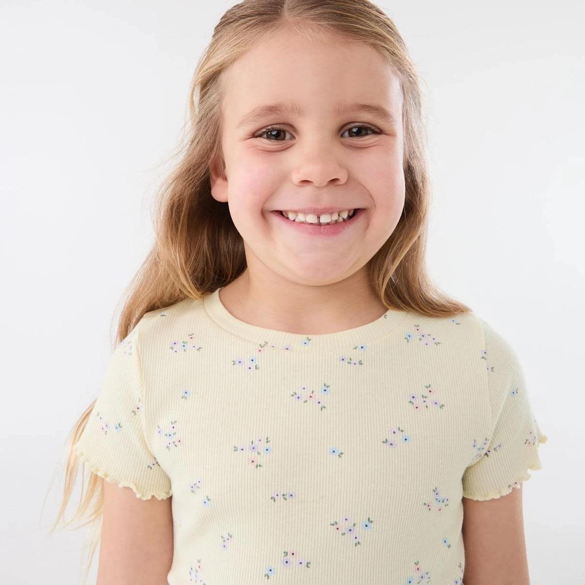 3 Short Sleeve Rib T-shirt BLUSH BLOOMS FLORALS SORBET, 3 of 7