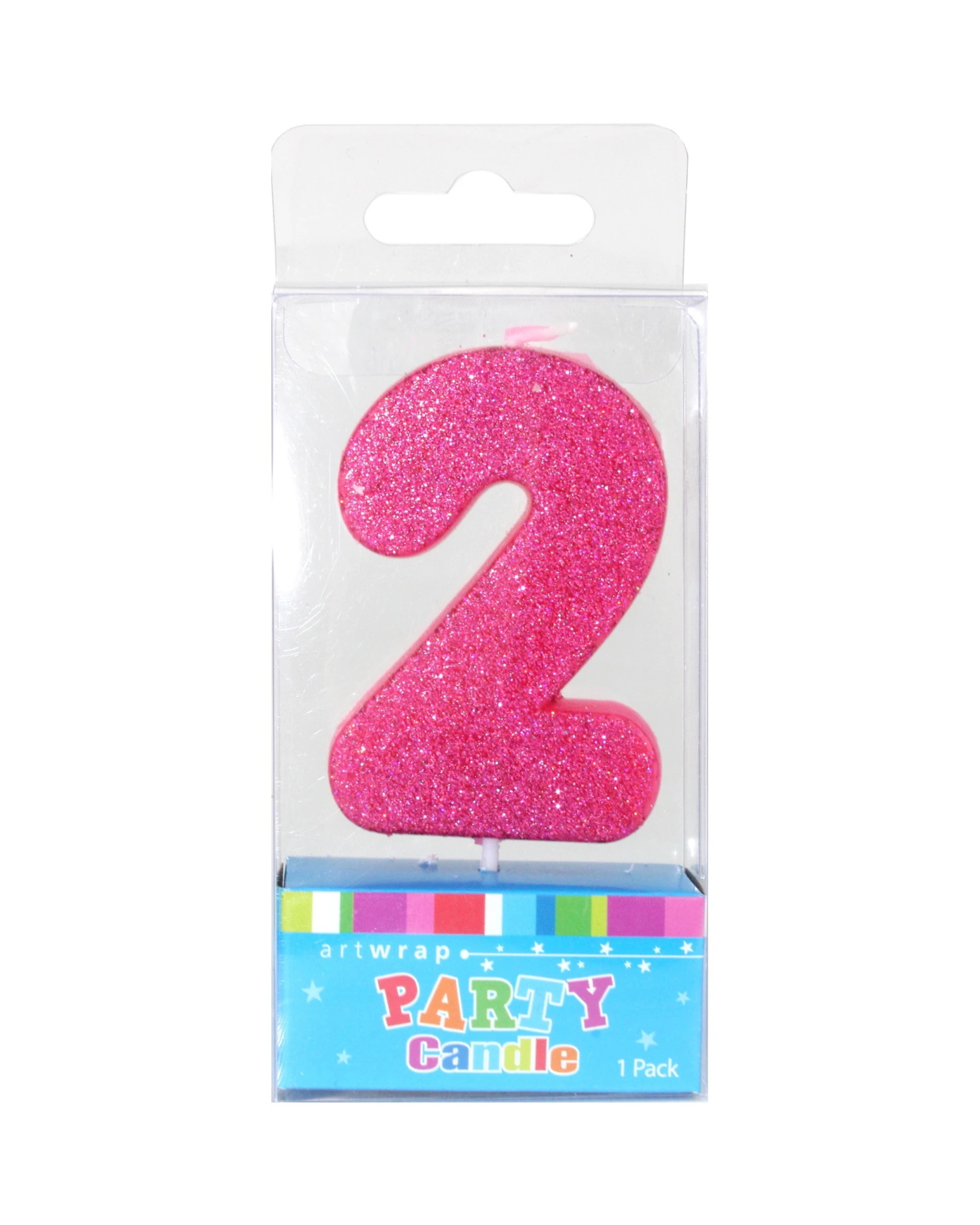 1 Artwrap Hot Glitter Number 2 Candle - Pink, 1 of 1