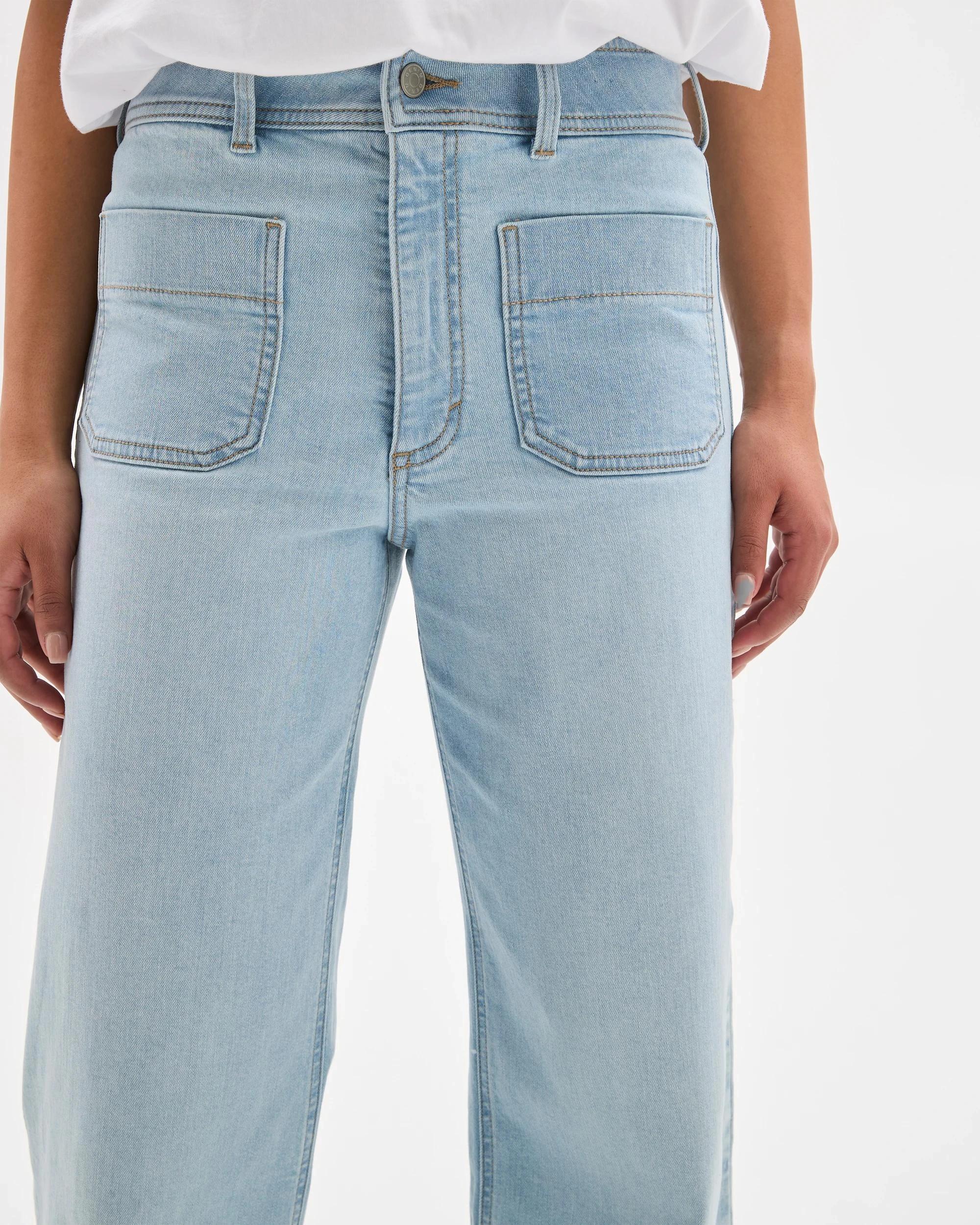2 Target Denim Mila High Rise Full Length Flat Front Wide Leg Denim Jeans SUNBLEACHED INDIGO, 2 of 6