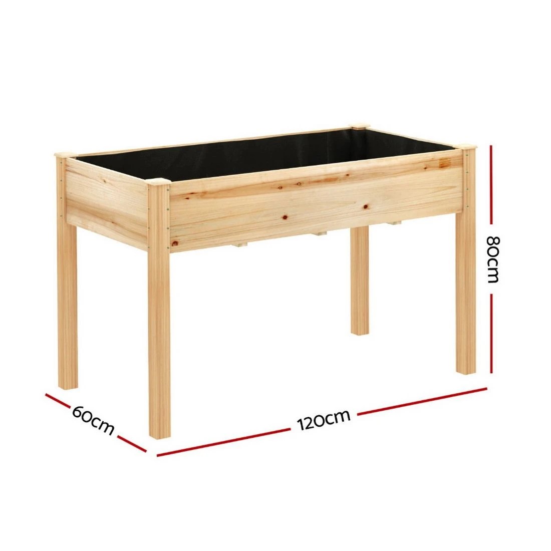 2 Green Fingers Raised Garden Bed 2x Elevated 120x60x80cm Wooden Planter Box Container - Natural, 2 of 6