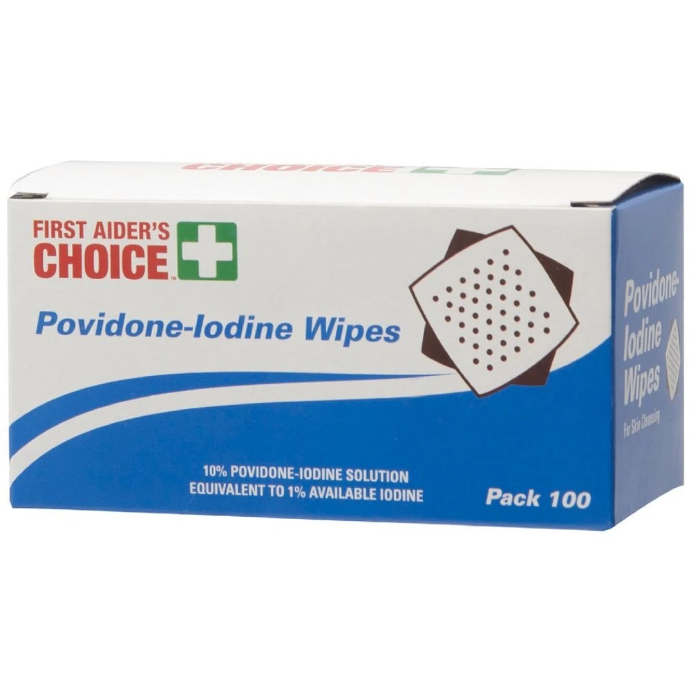 1 First Aiders Choice Povidine-Iodine Wipes 100 Pack, 1 of 6