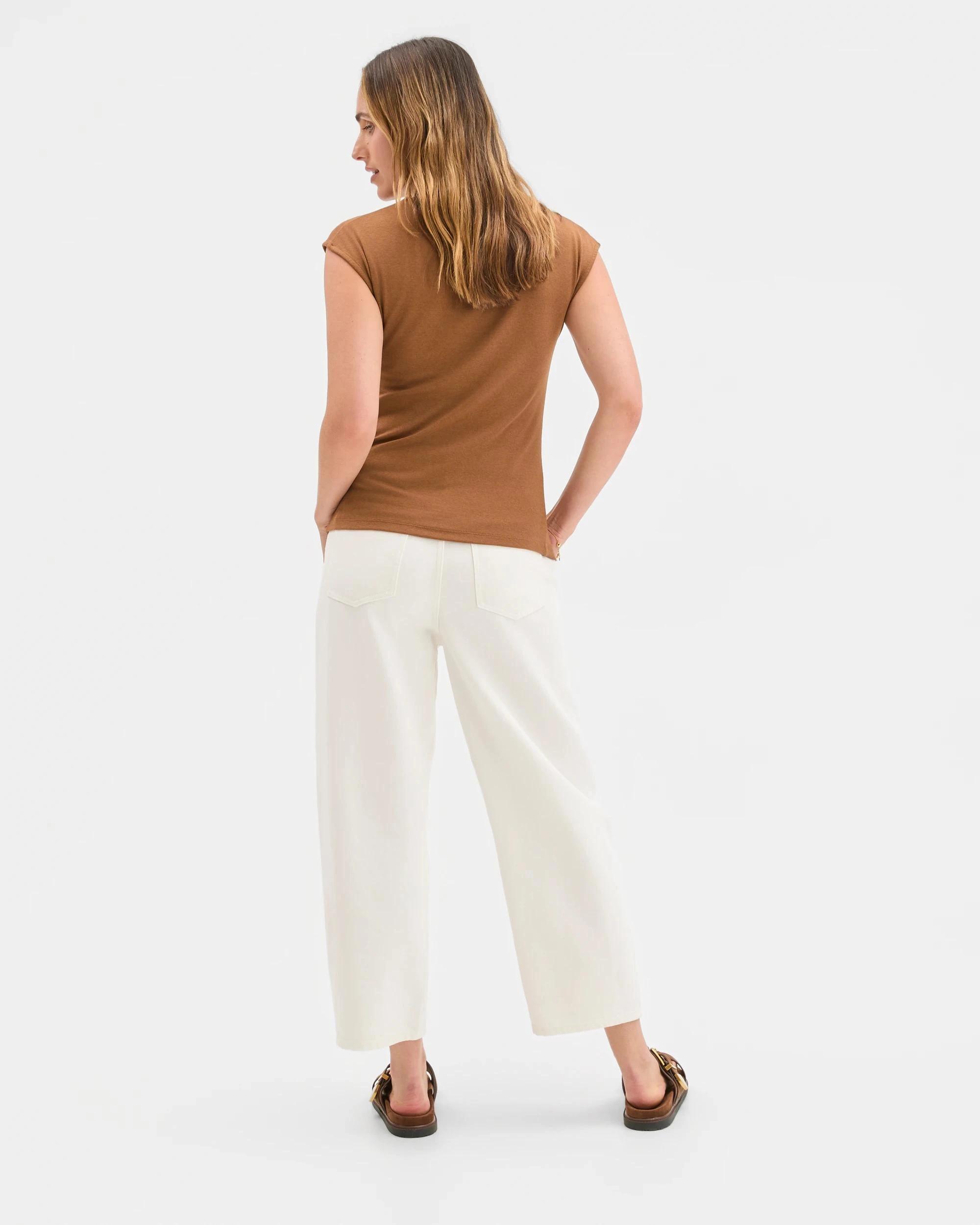 4 Target Australian Cotton Blend Soft Touch Front Gathered Seam T-Shirt COCONUT SHELL, 4 of 6