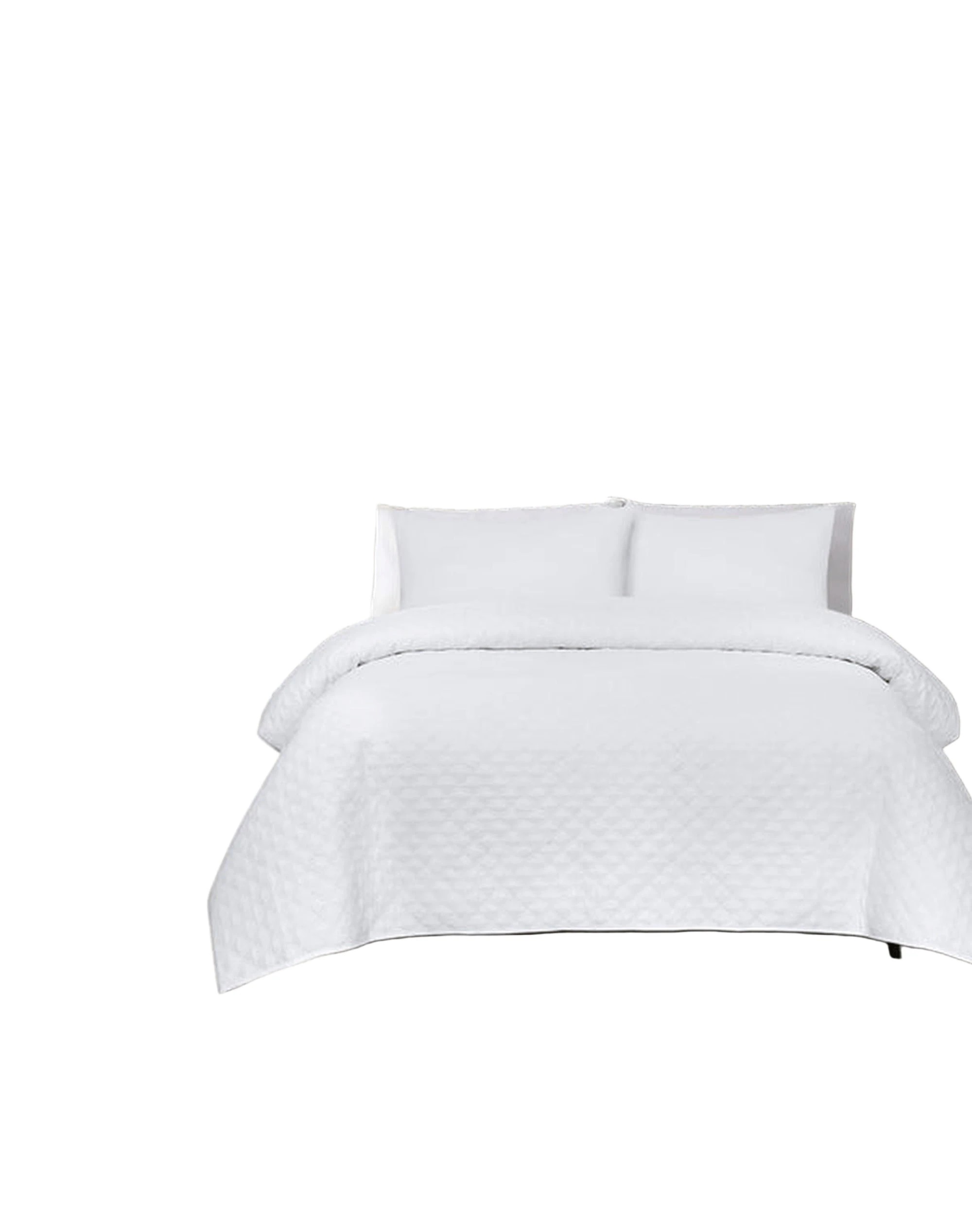 1 Amsons Ultrasonic Double Coverlet Set - Super King Bed - White, 1 of 2