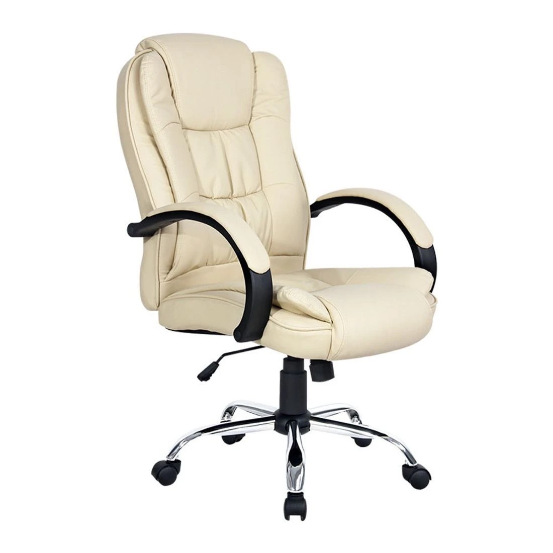1 Artiss Executive Office Chair PU Leather High Back Tilt Adjustable Swivel Headrest Armrests Ergonomic Comfort - white, 1 of 10