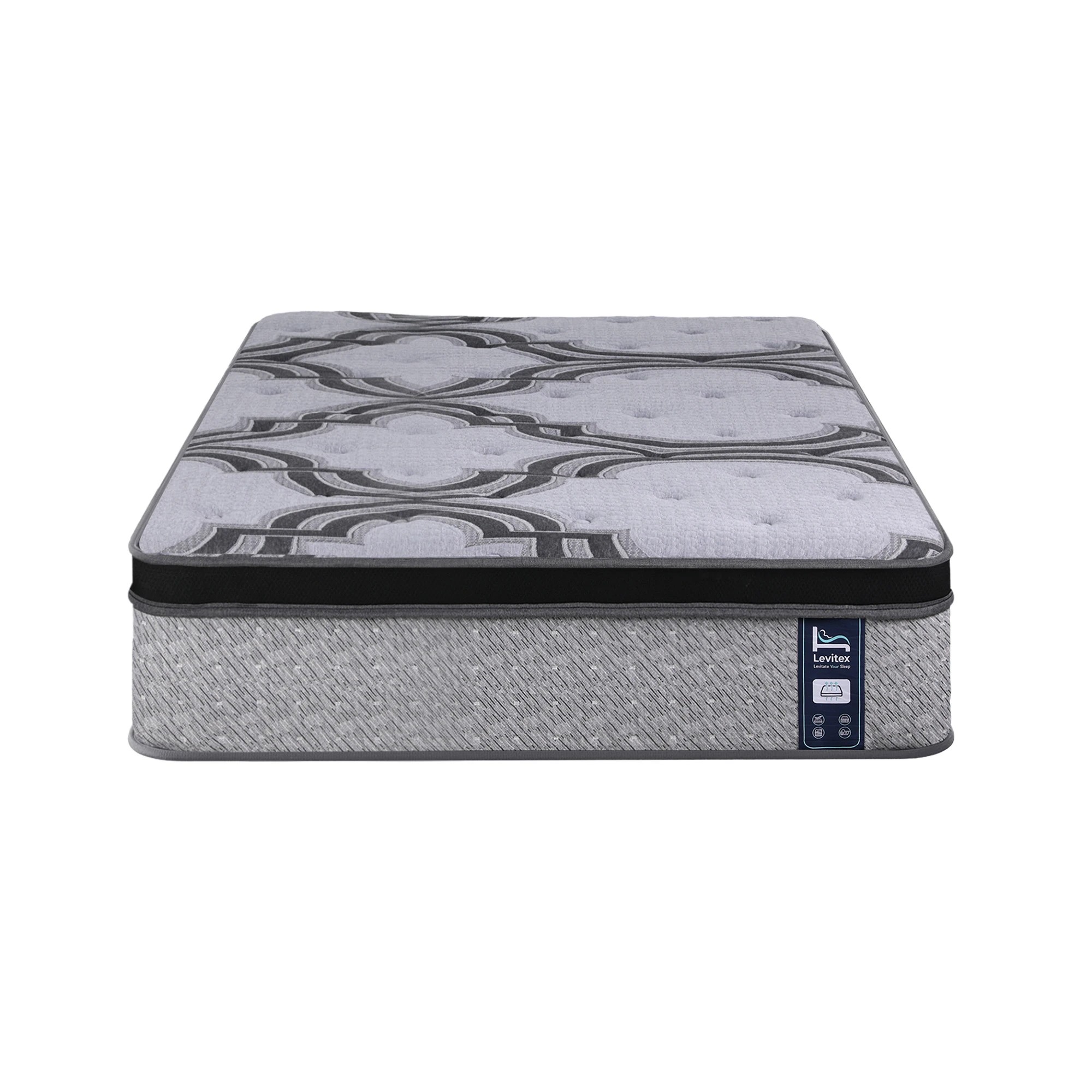 3 Levitex Single Mattress 5-Zone Pocket Spring, Latex & Memory Foam, Lumbar & Shoulder Support - Single Bed - Grey, 3 of 9