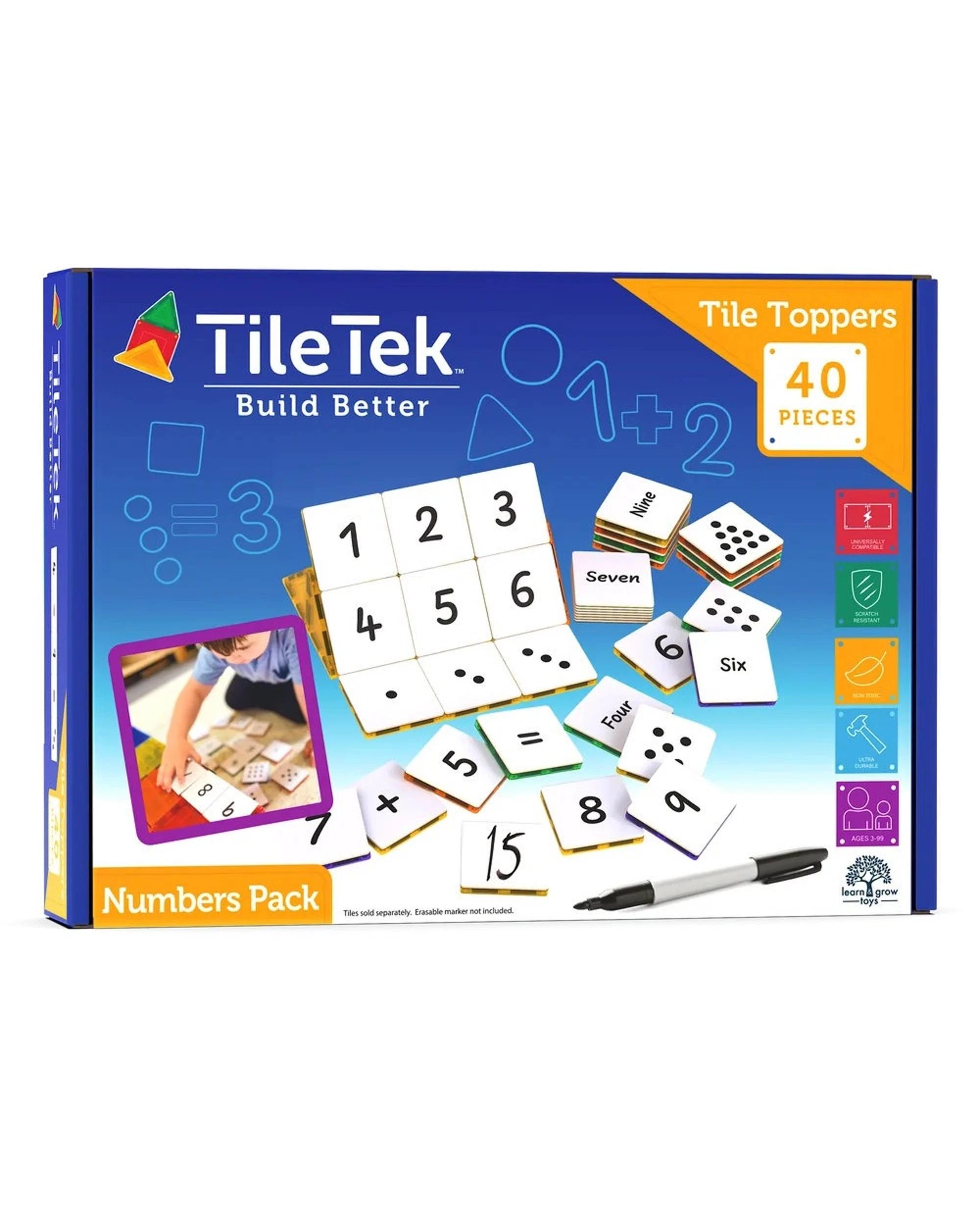 1 TileTek 40 Piece Tile Topper Numbers Pack, 1 of 3