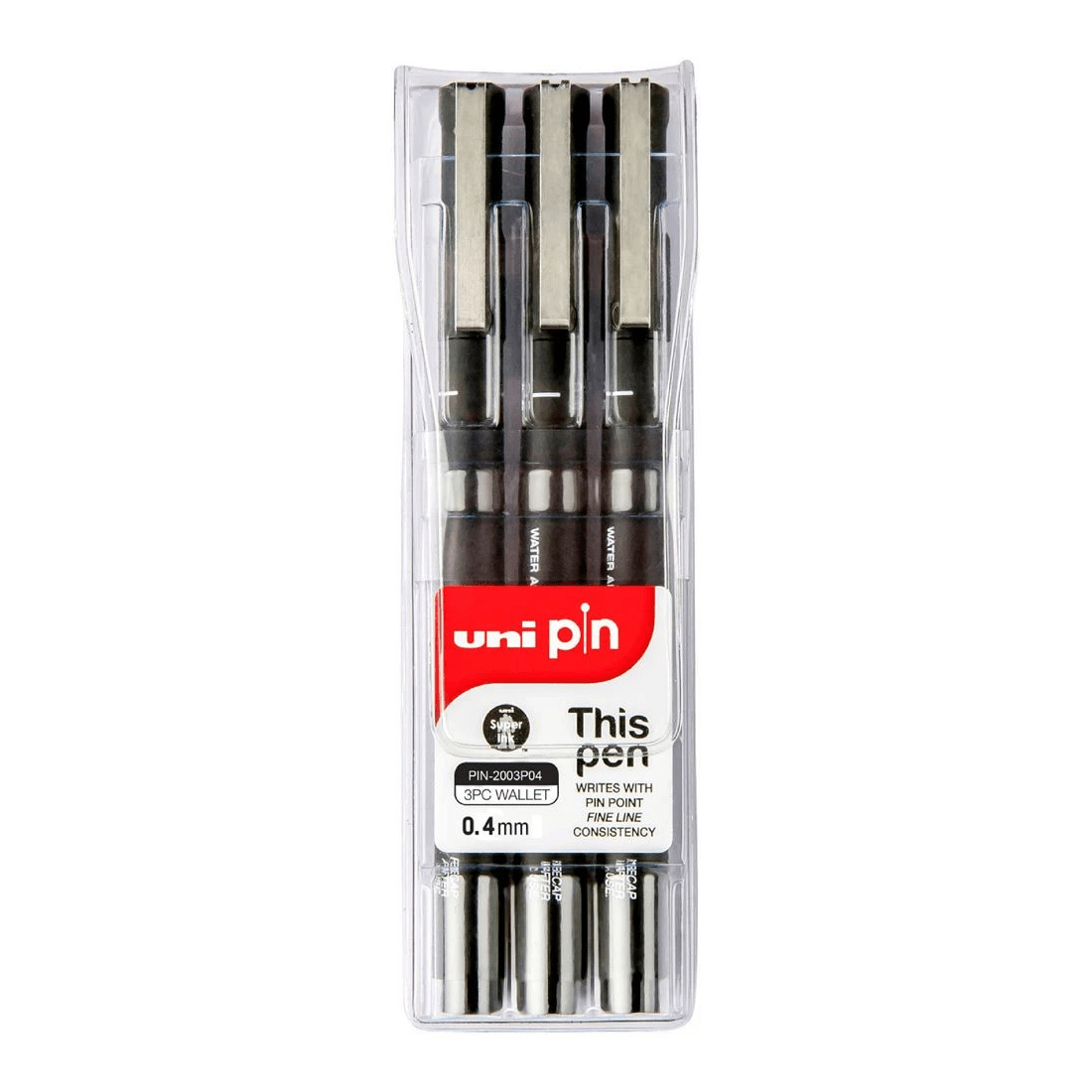 1 Uni Pin Fineliners 0.4mm Black 3 Pack, 1 of 2