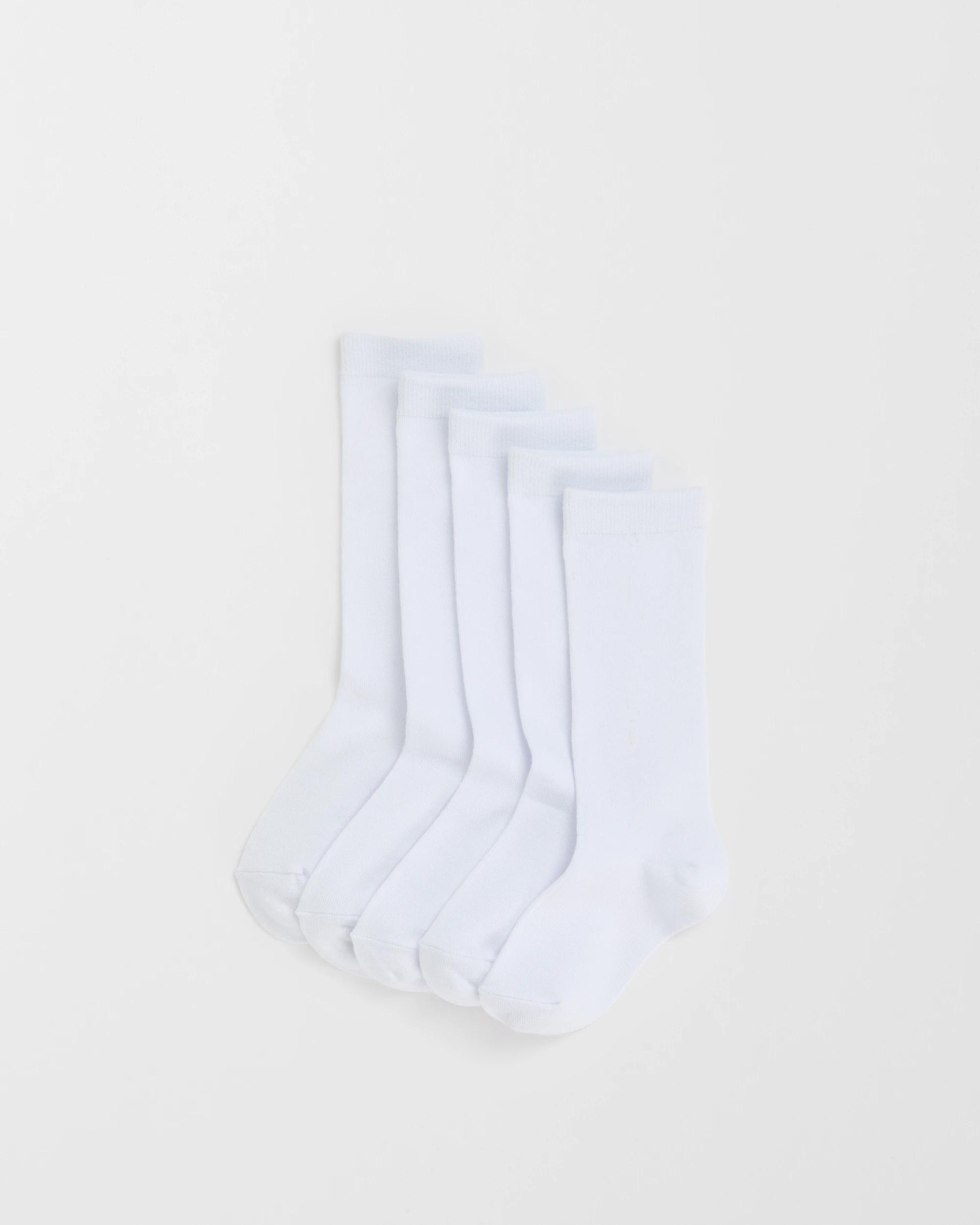 1 Maxx Bamboo 5 Pack Knee High School Socks WHITE, 1 of 3
