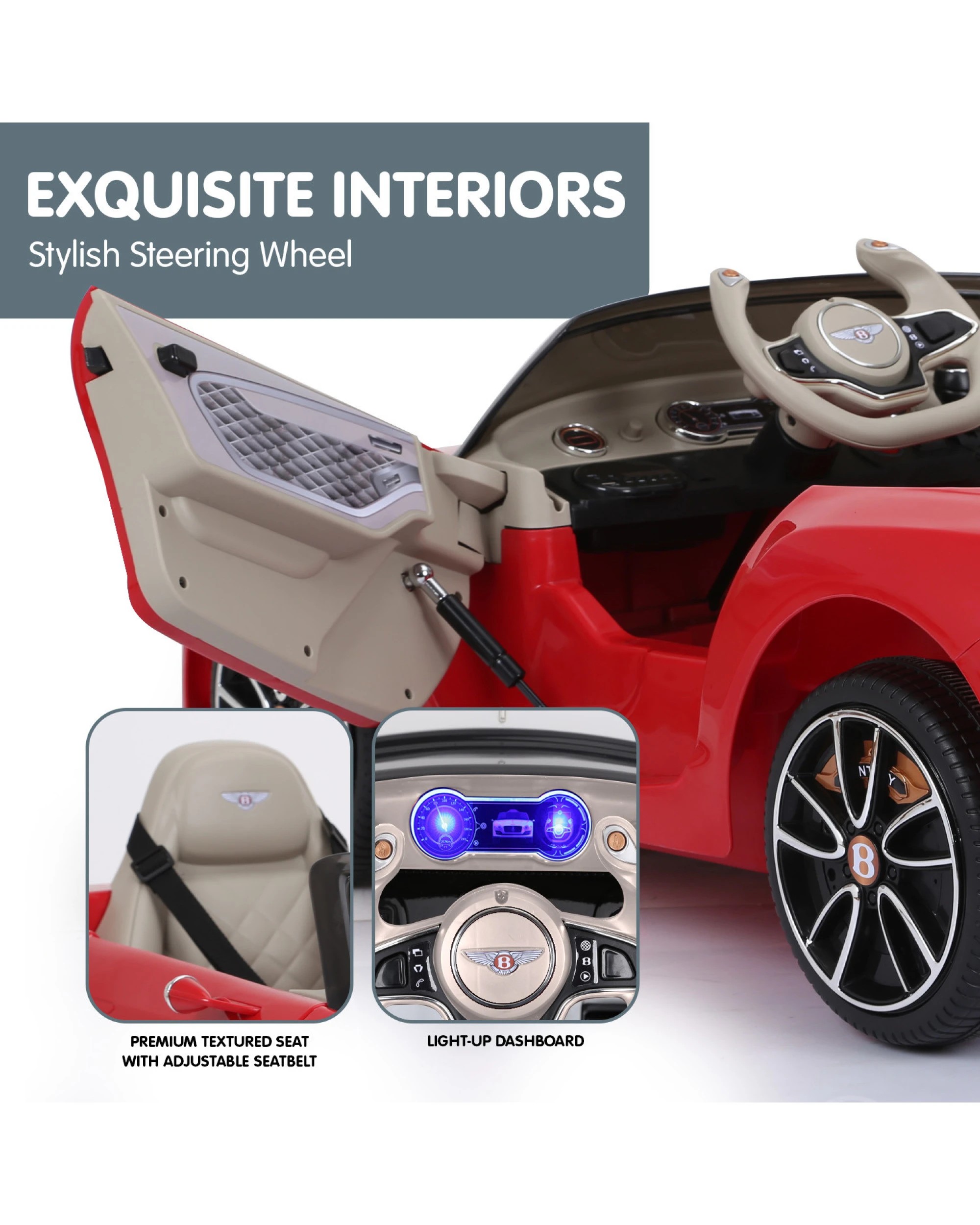 2 Kahuna Bentley Exp 12 Speed 6E Licensed Kids Ride On Electric Car Red, 2 of 6