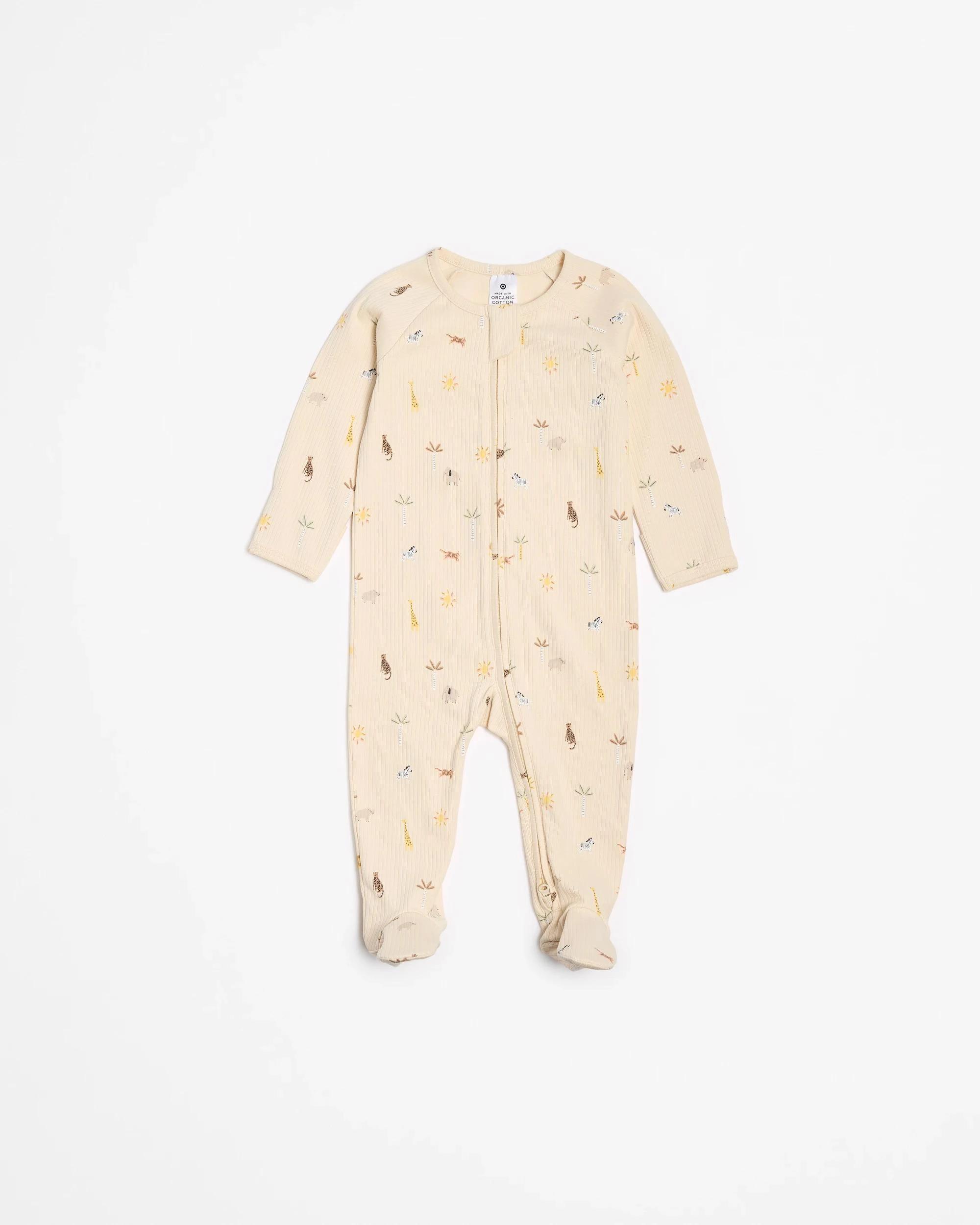 2 Target Baby Organic Cotton Rib Zip Coverall SAFARI ANIMAL, 2 of 4