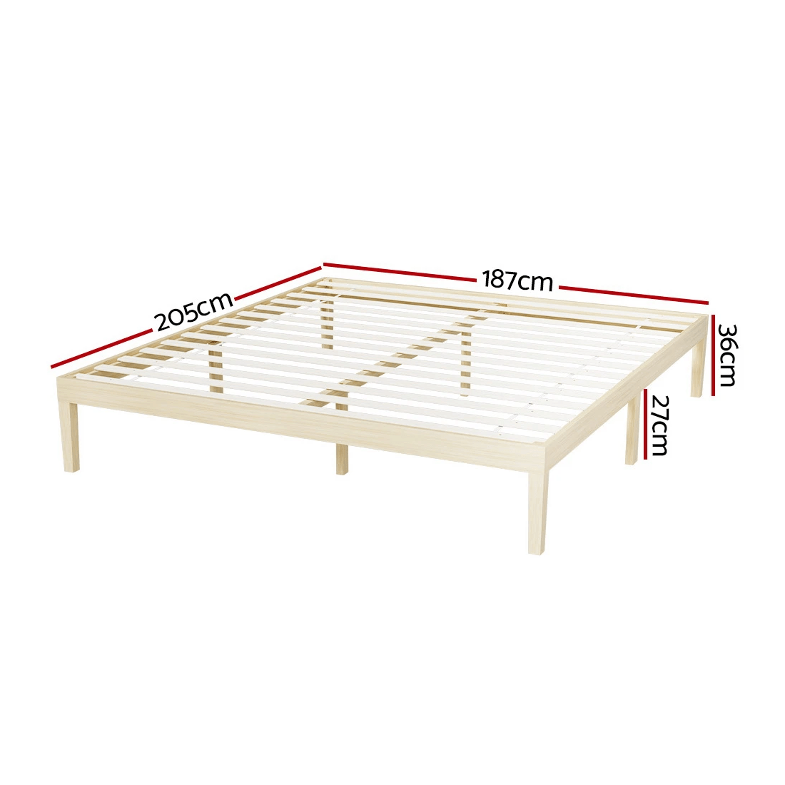 2 Artiss Bed Frame King Size Wooden Bed Base BRUNO - Brown, 2 of 7