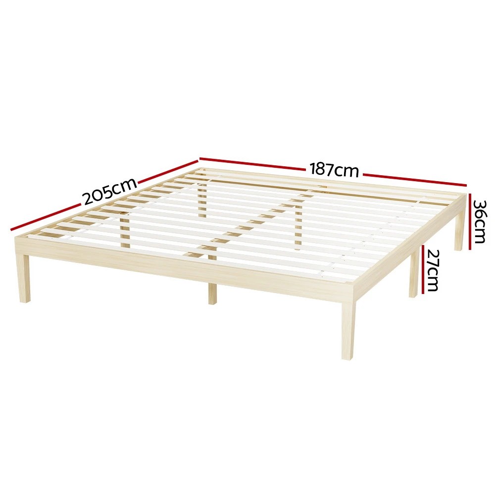2 Artiss Bed Frame King Size Wooden Bed Base BRUNO - Natural, 2 of 6