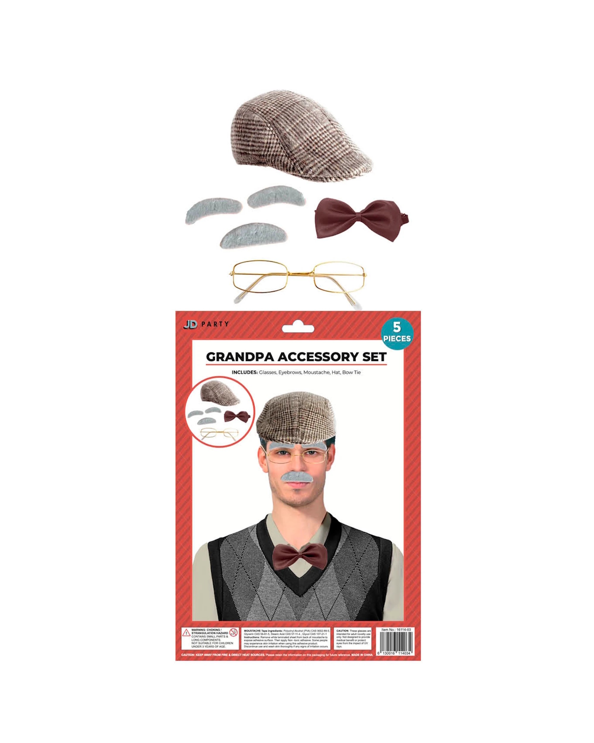 3 JD Party Grandpa Costume Accessory Set - One Size - Brown, 3 of 3