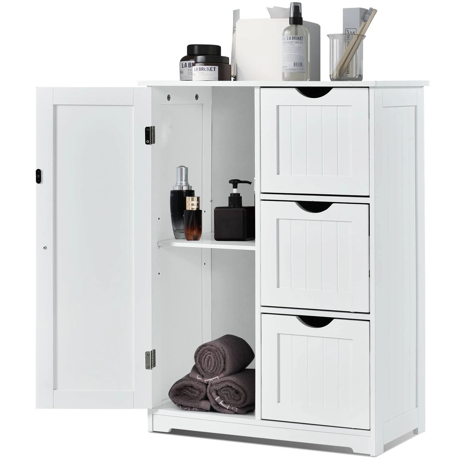 3 Costway Bathroom Floor Cabinet w/3 Drawers Entryway Storage Unit Organizer, 3 of 3