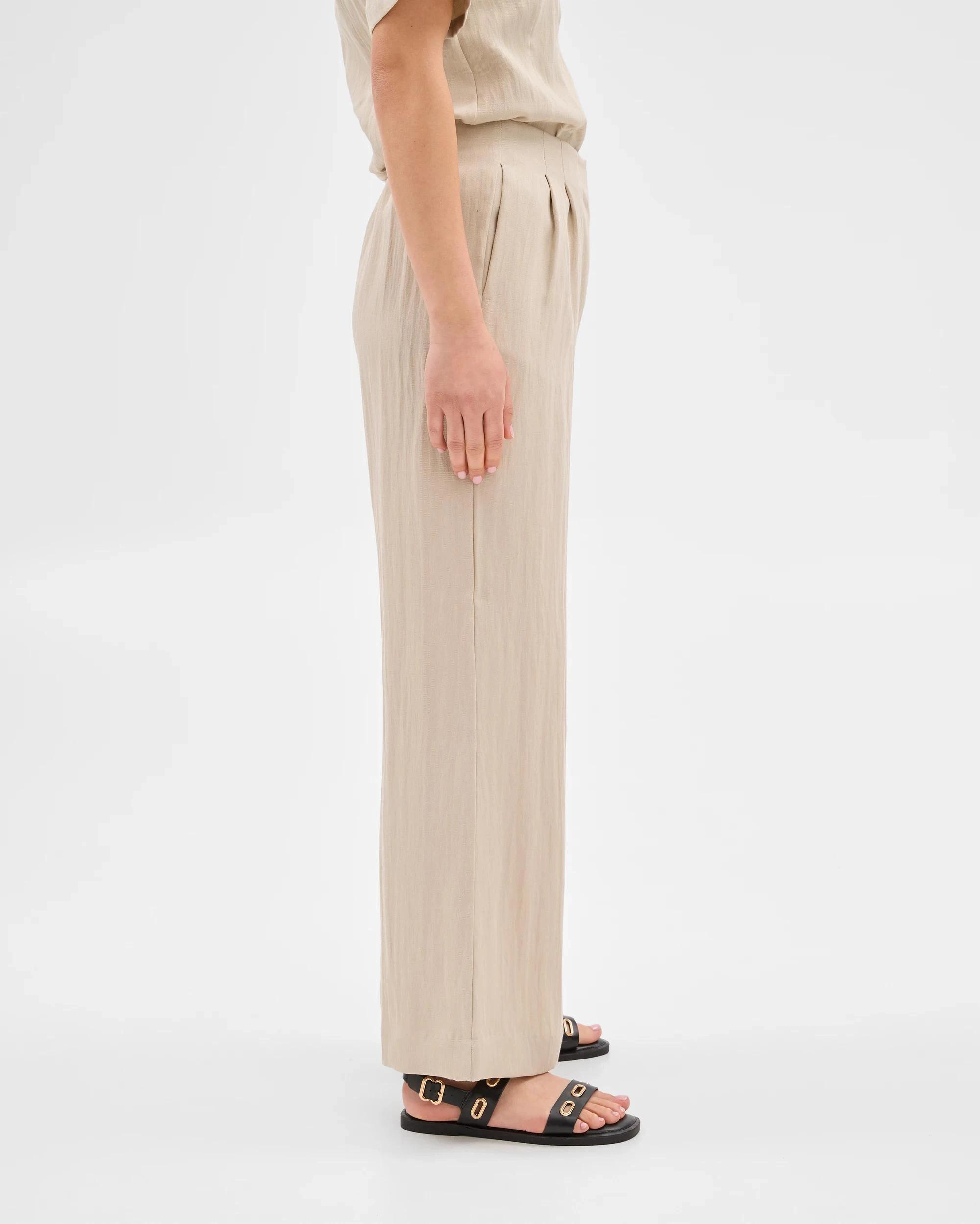 4 Summer Twill Pleat Waist Wide Leg Pants - Preview SAGE, 4 of 6