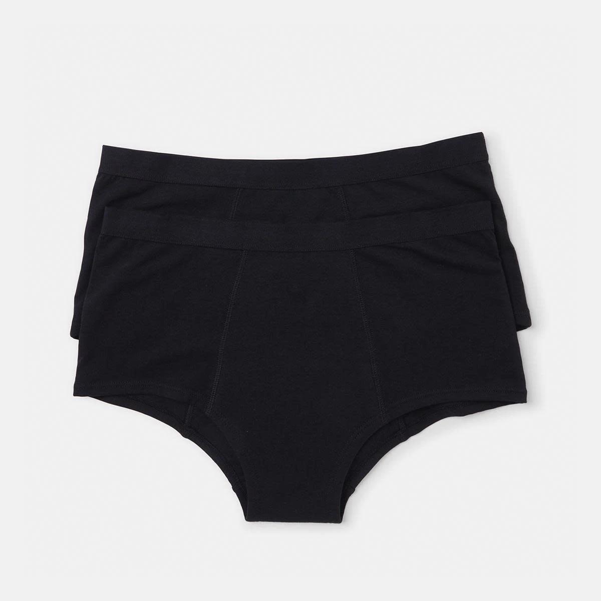 1 2 Pack Boyleg Period Briefs - Heavy and Moderate Flow Black, 1 of 7