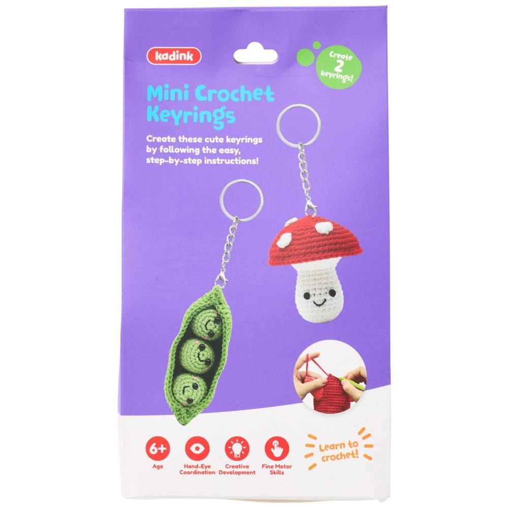 1 Kadink Crochet Key Rings Kit Mushrooms and Pods 2 Pack, 1 of 9