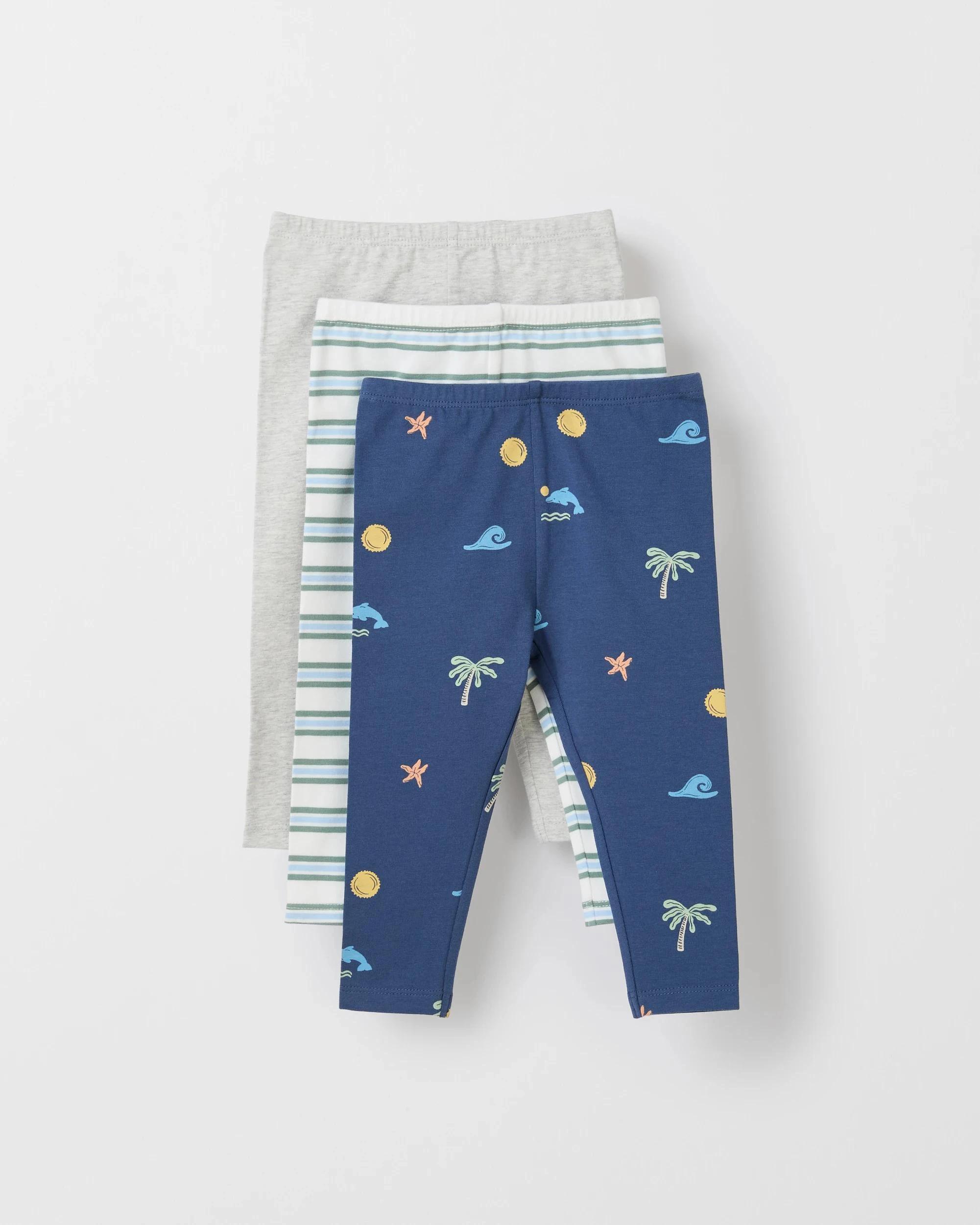1 Target Baby Organic Cotton Baby Print Leggings 3 Pack BEACH ICONS, 1 of 4