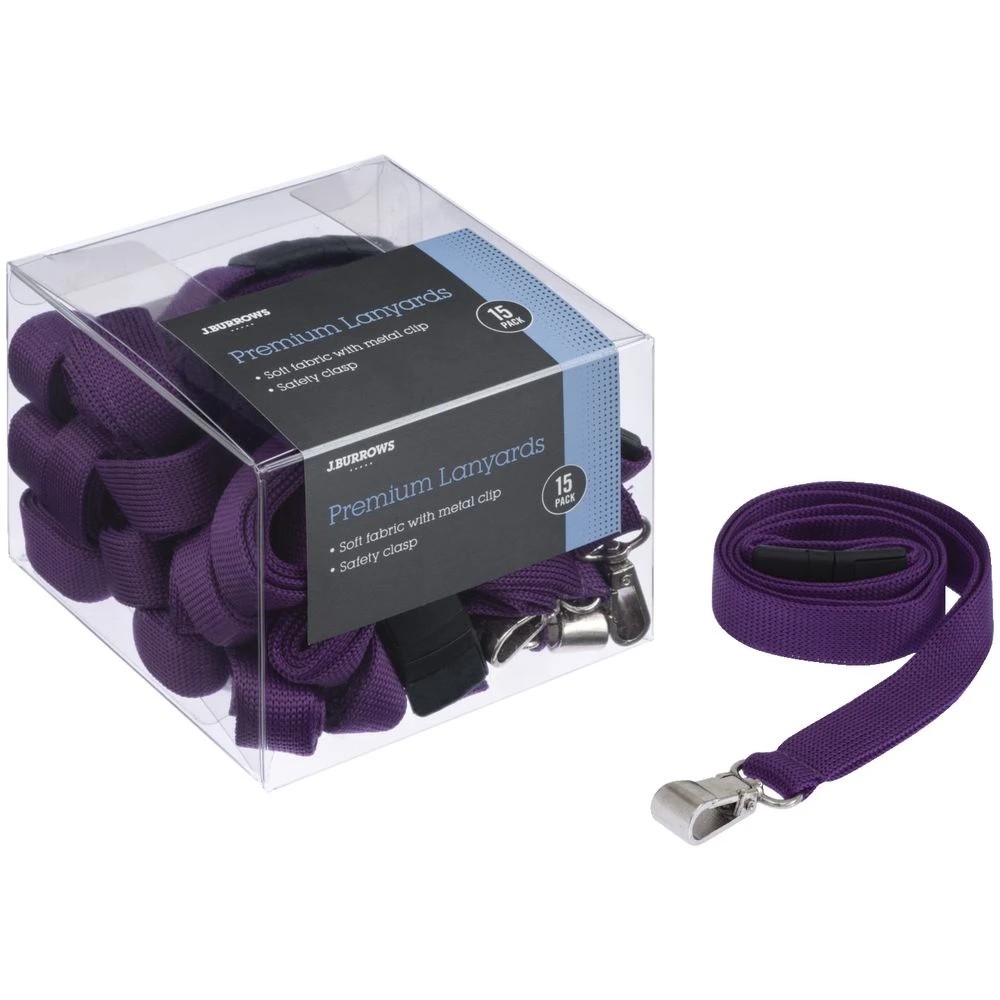 3 J.Burrows Premium Lanyard Tub Purple 15 Pack, 3 of 3