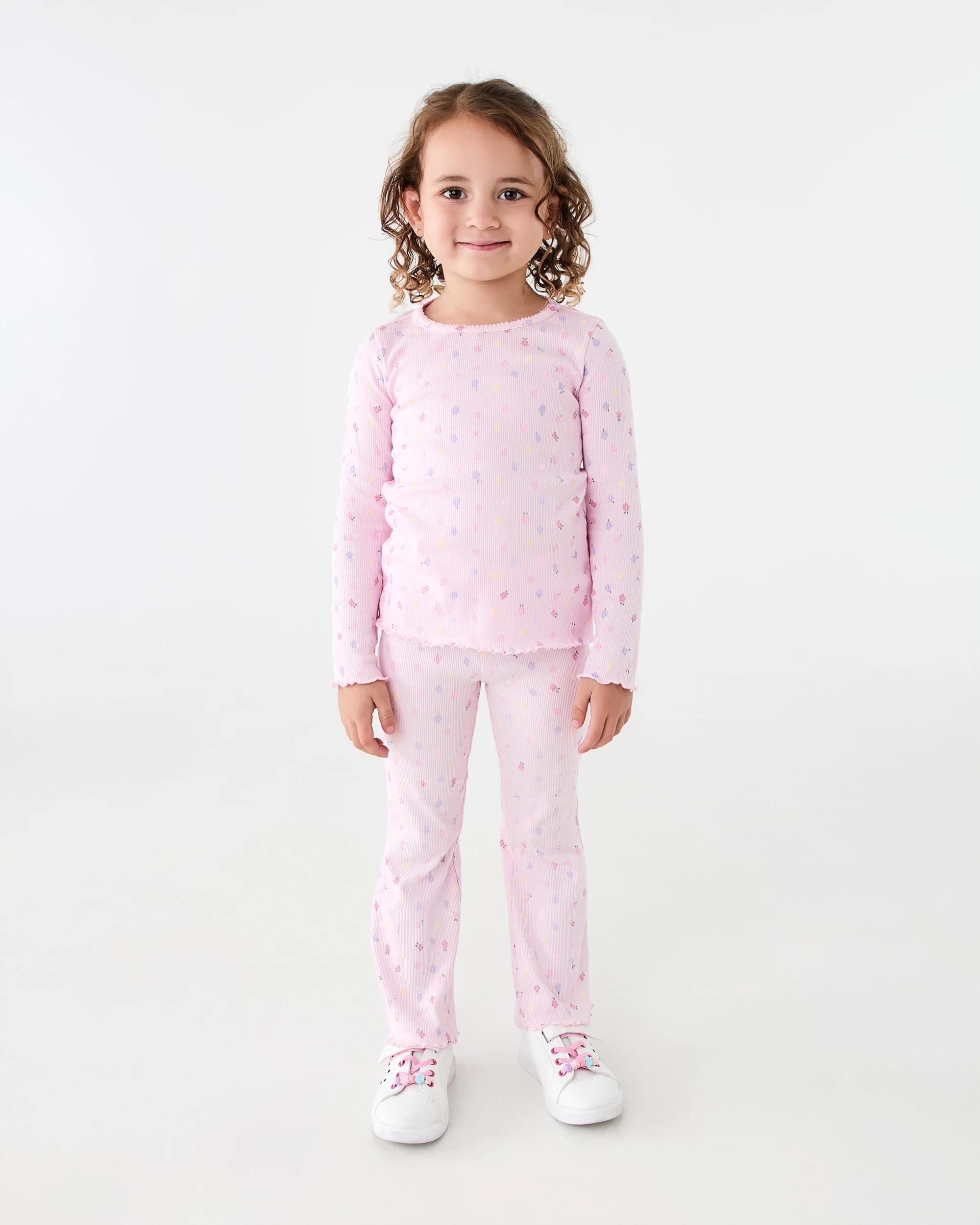 6 Long Sleeve Rib T-shirt Pnk Flwrs, 6 of 7