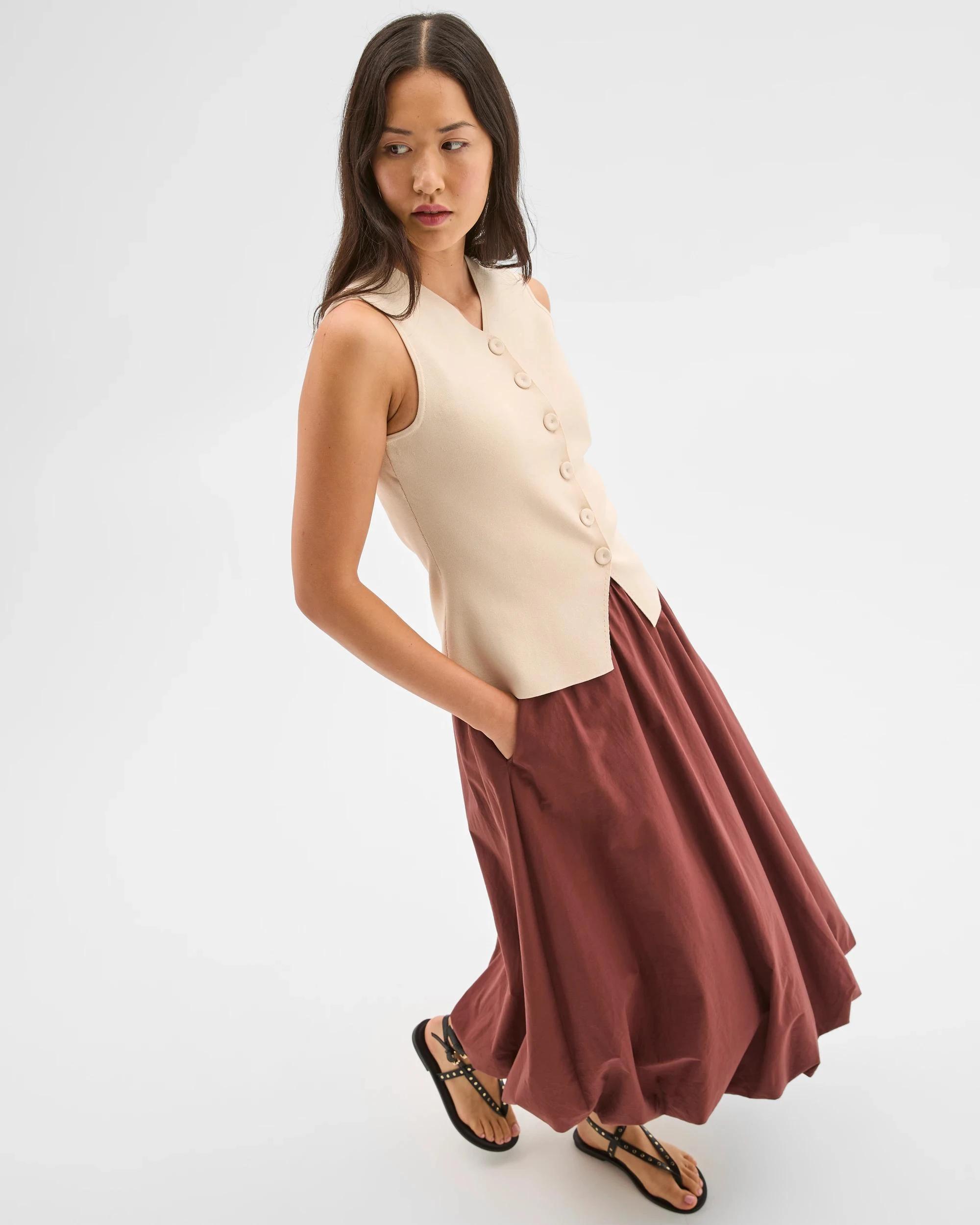 1 Target Preview Sleeveless Crepe Knit Vest SANDSHELL, 1 of 8