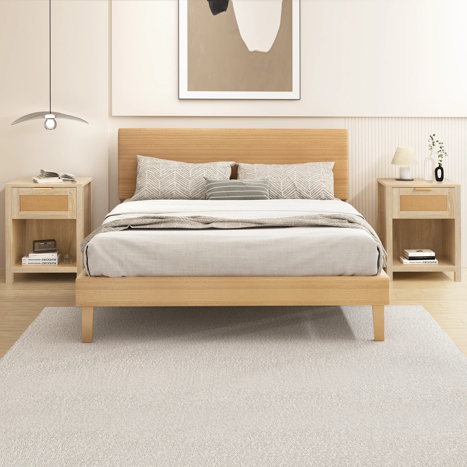 4 Alfordson Bedside Table Nightstand Side End 1 Drawer Storage Shelf - Wood, 4 of 10