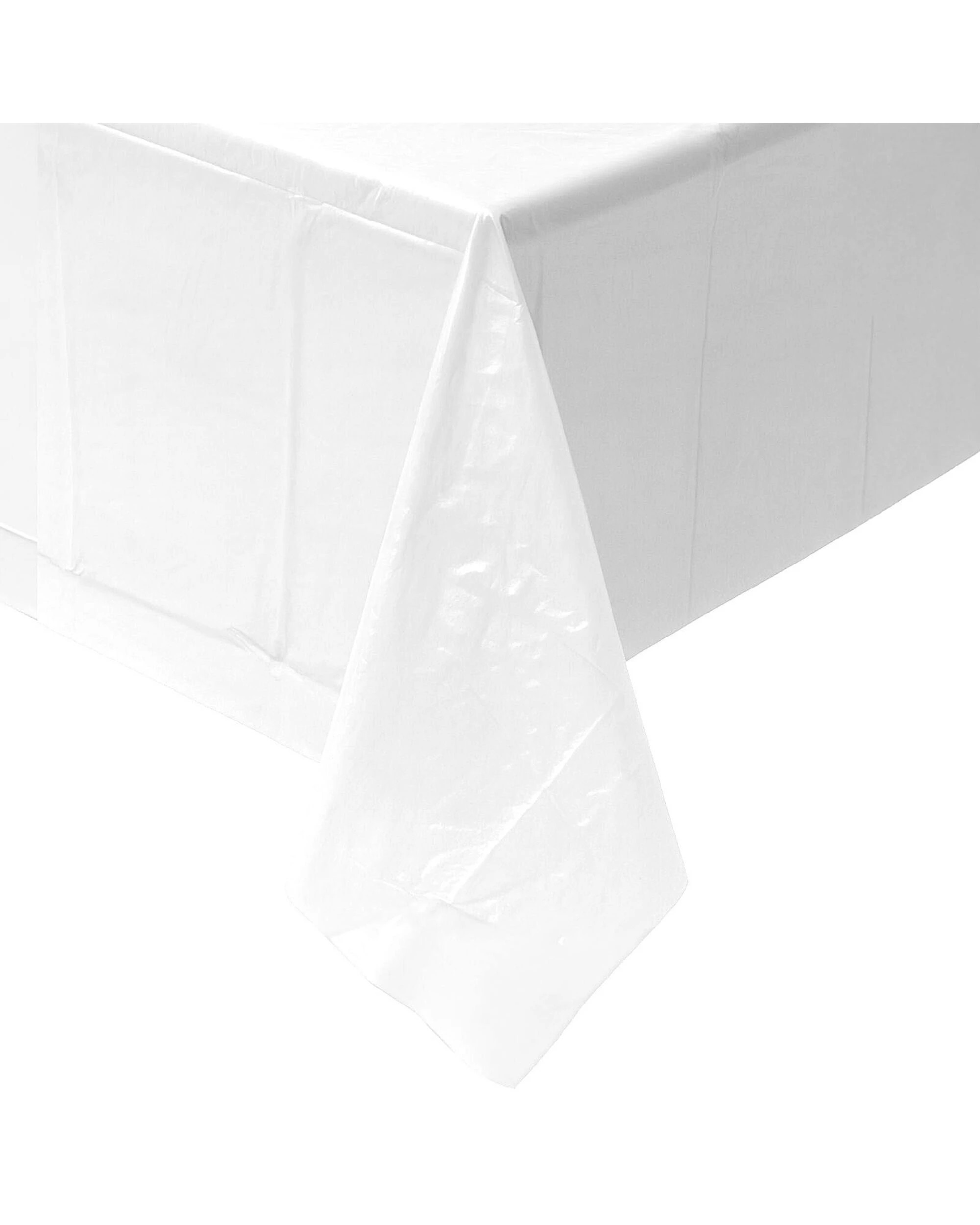 1 Unique White Rectangular Plastic Tablecloth - White, 1 of 2