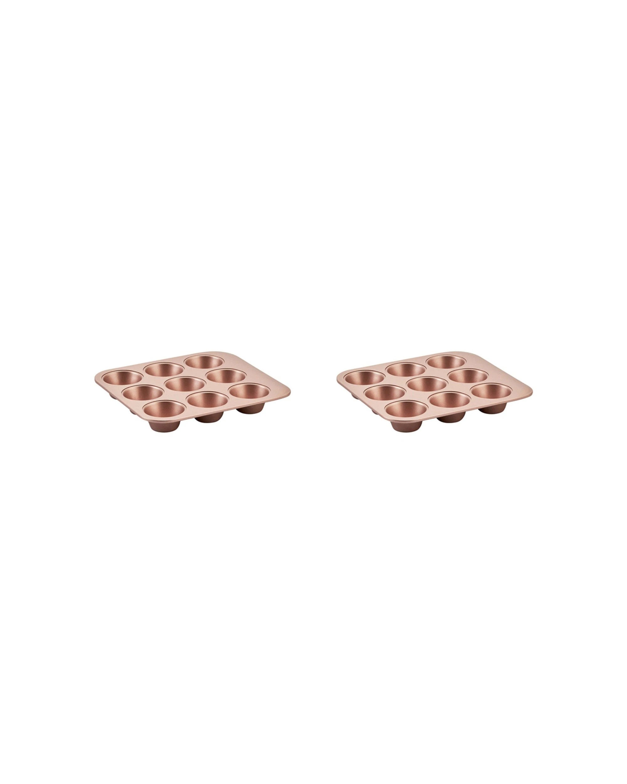 1 Wiltshire 2PK 9 Cup Smart Stack Muffin & Cupcake Non-Stick Oven Pan Rose - Gold, 1 of 4